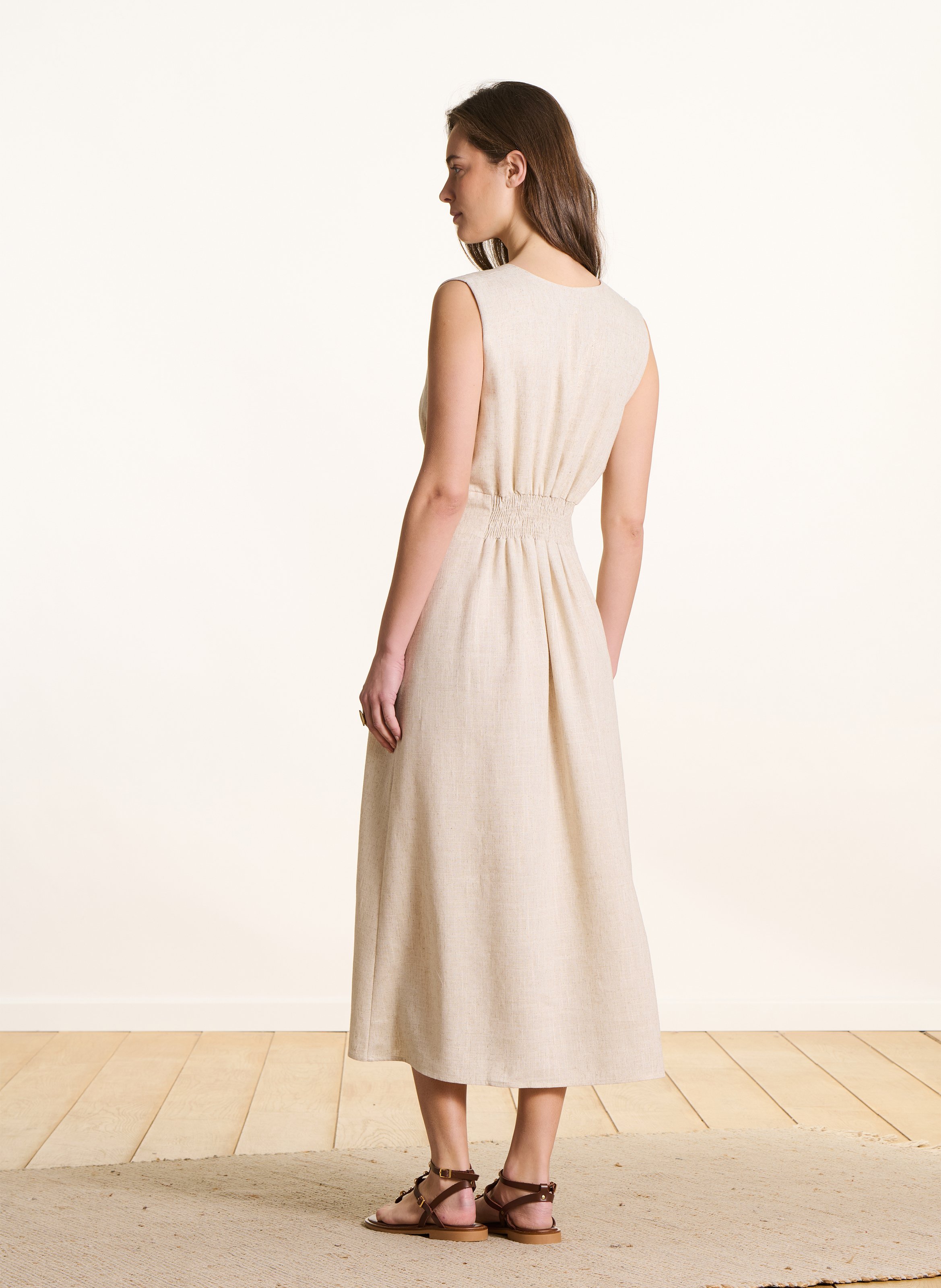 Kurzkleid mit V-Ausschnitt LA FEE MARABOUTEE Beige