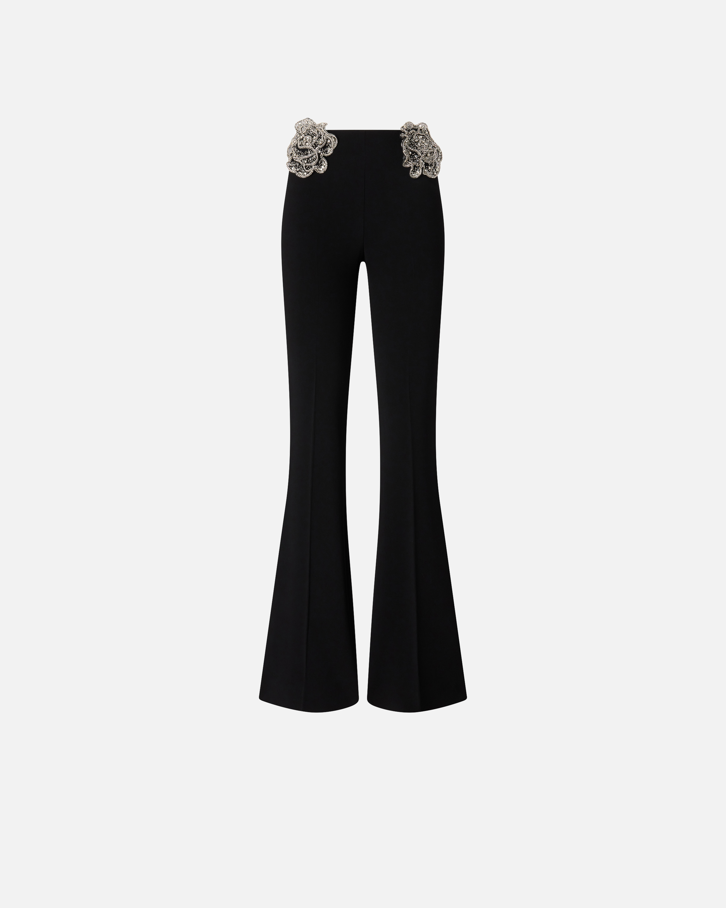 Pantalon avec roses bijou brodées PINKO Noir