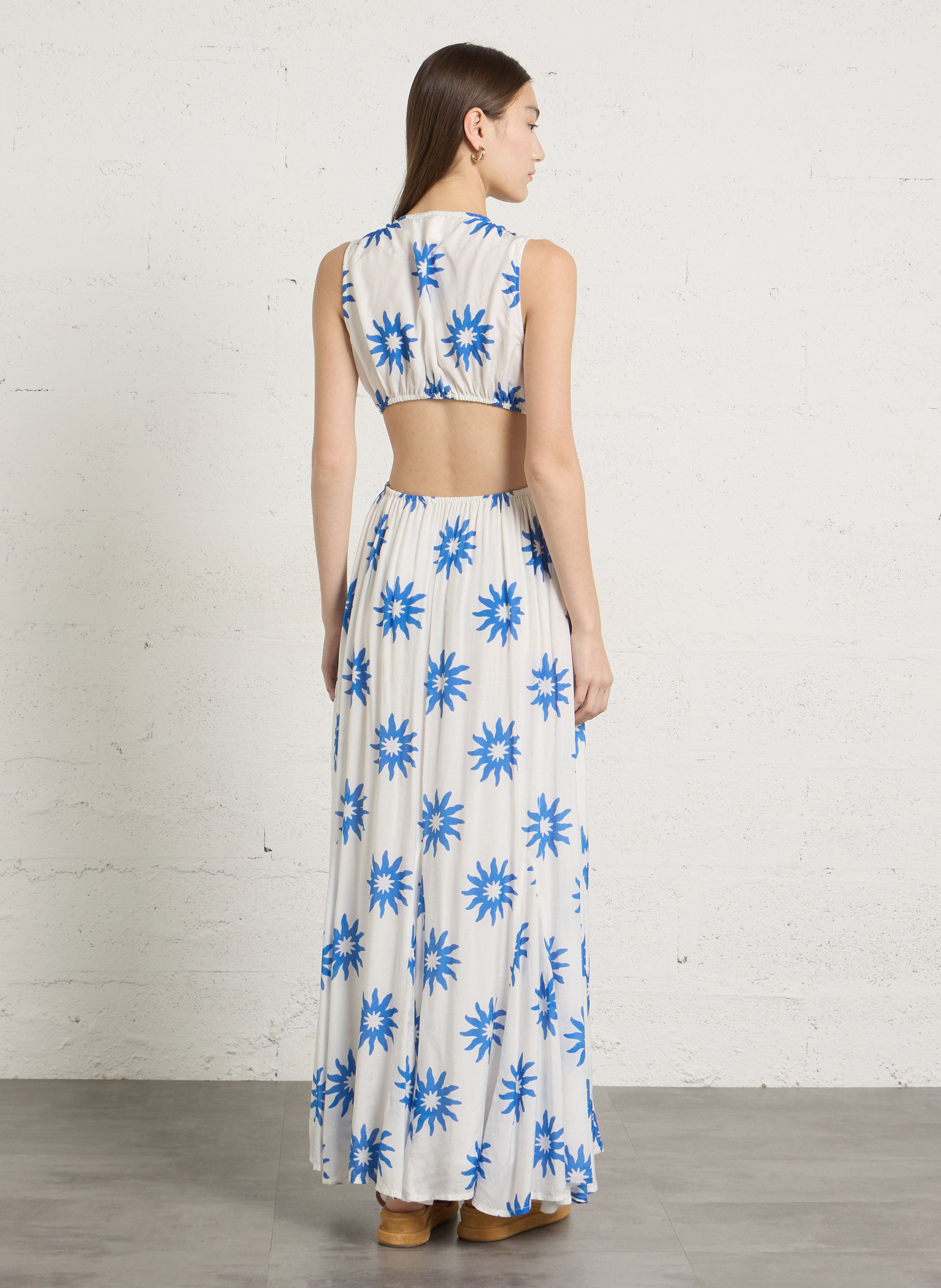 Robe longue col V imprimée SUNDRESS Multicolore