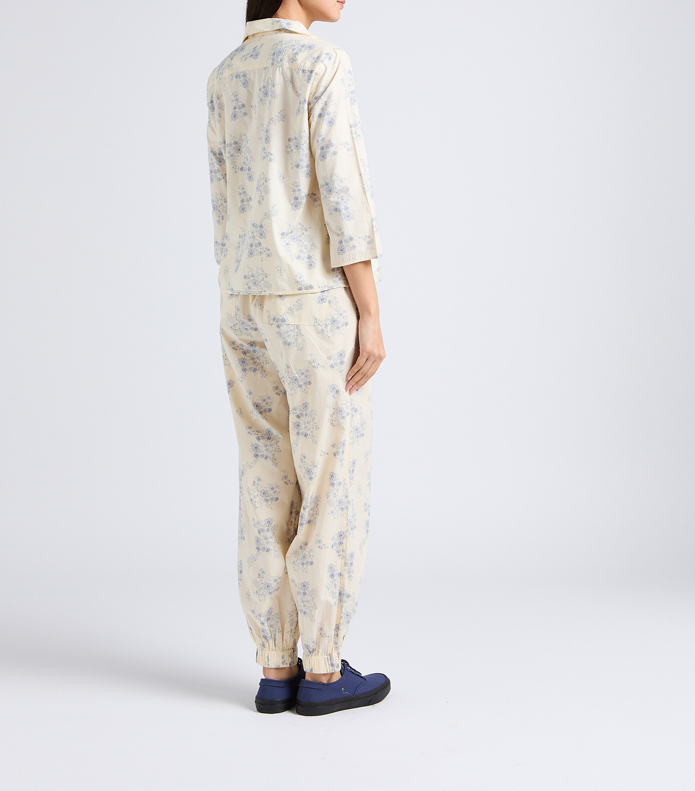 Pantalon droit taille haute imprimé en coton LAURENCE BRAS Bleu