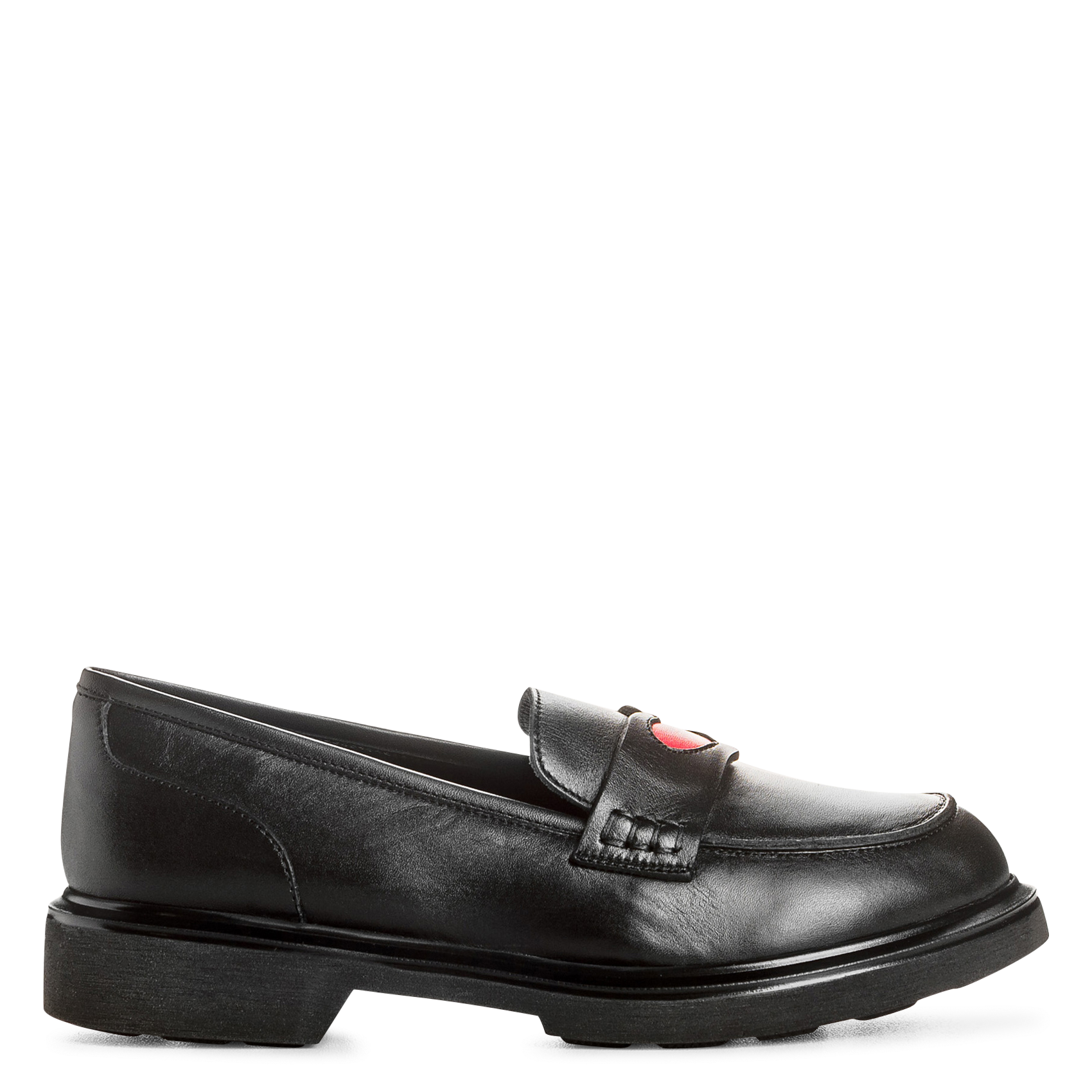 Classic leather heart loafers REQINS Black