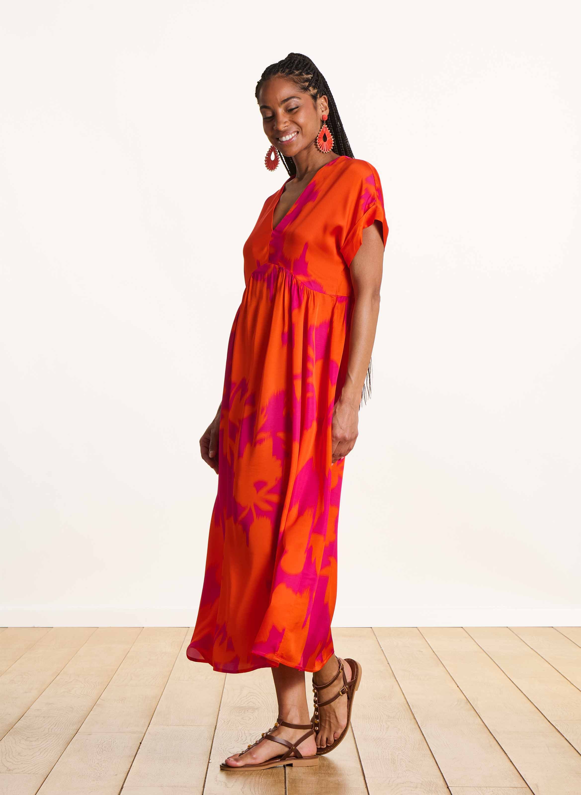 Robe midi imprimée col v LA FEE MARABOUTEE Multicolore