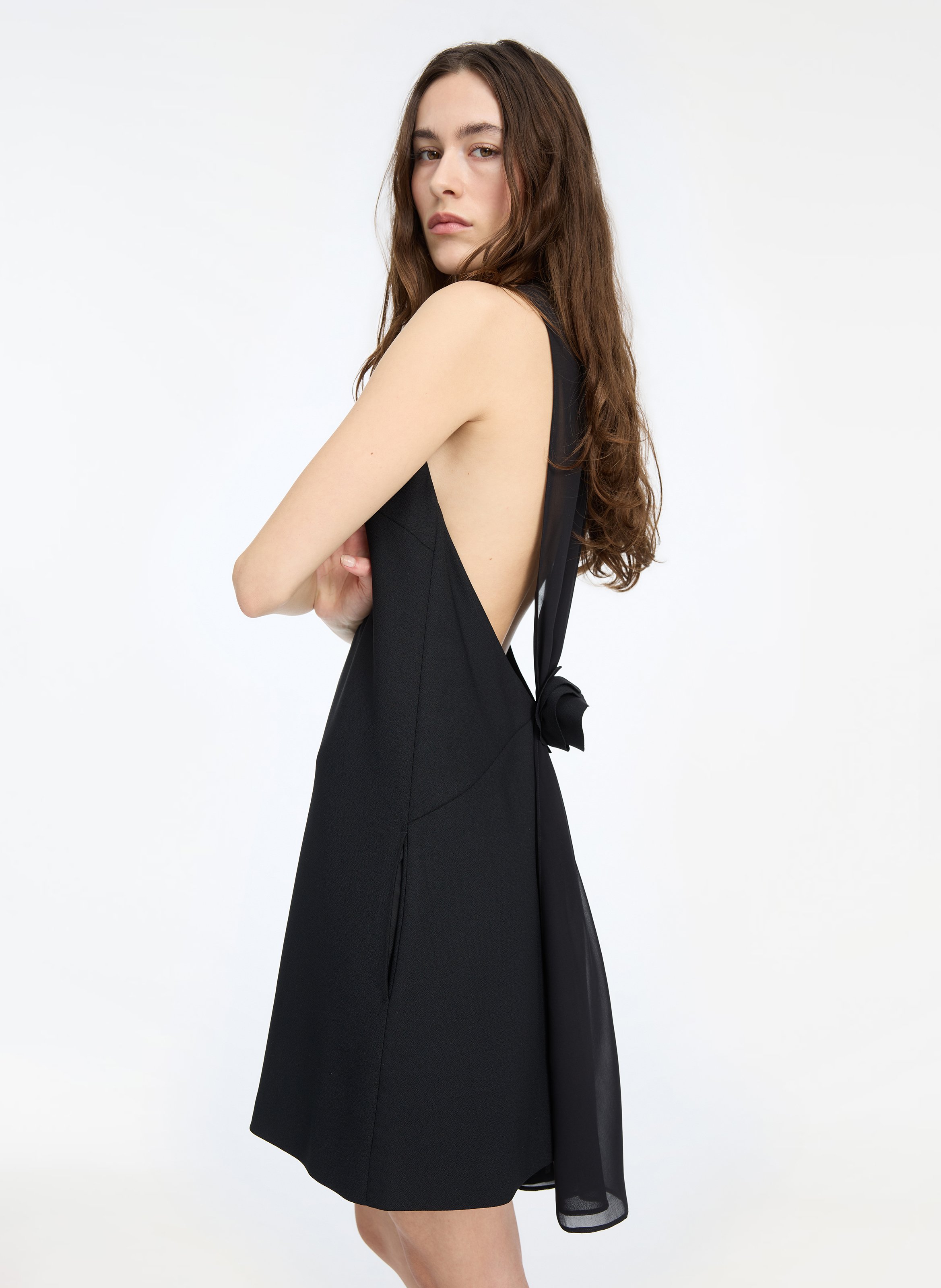 Short round-neck dress ROTATE Black