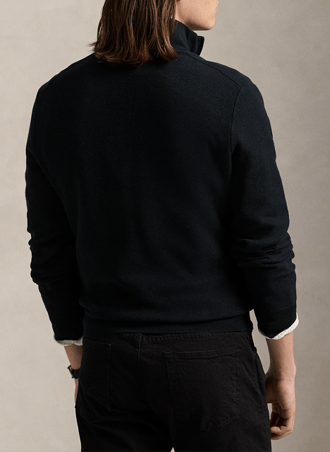 Pullover aus Baumwoll-Piqué mit Stehkragen und Reißverschluss POLO RALPH LAUREN Schwarz