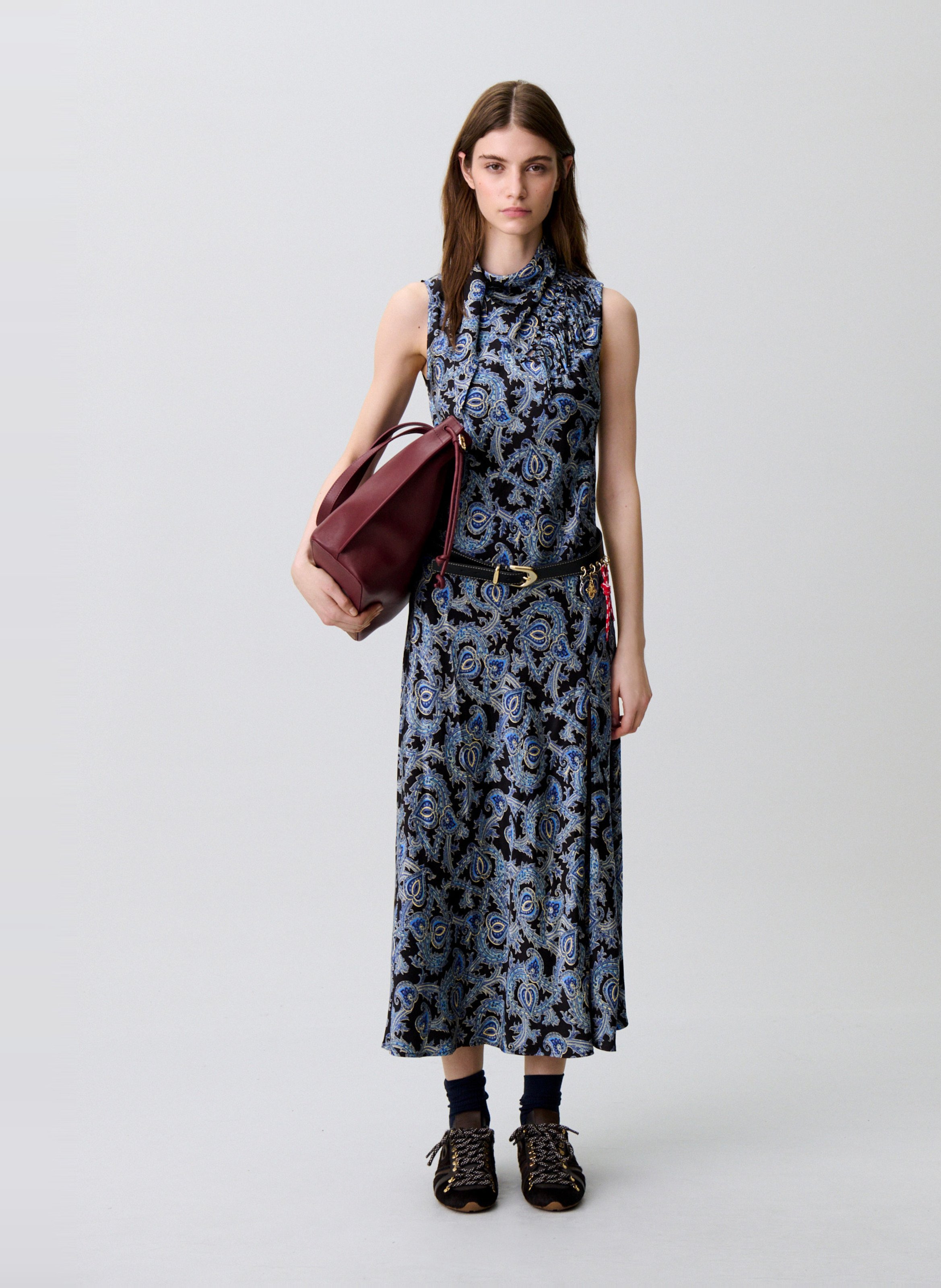 Long printed round-neck dress CLAUDIE PIERLOT Multicolored
