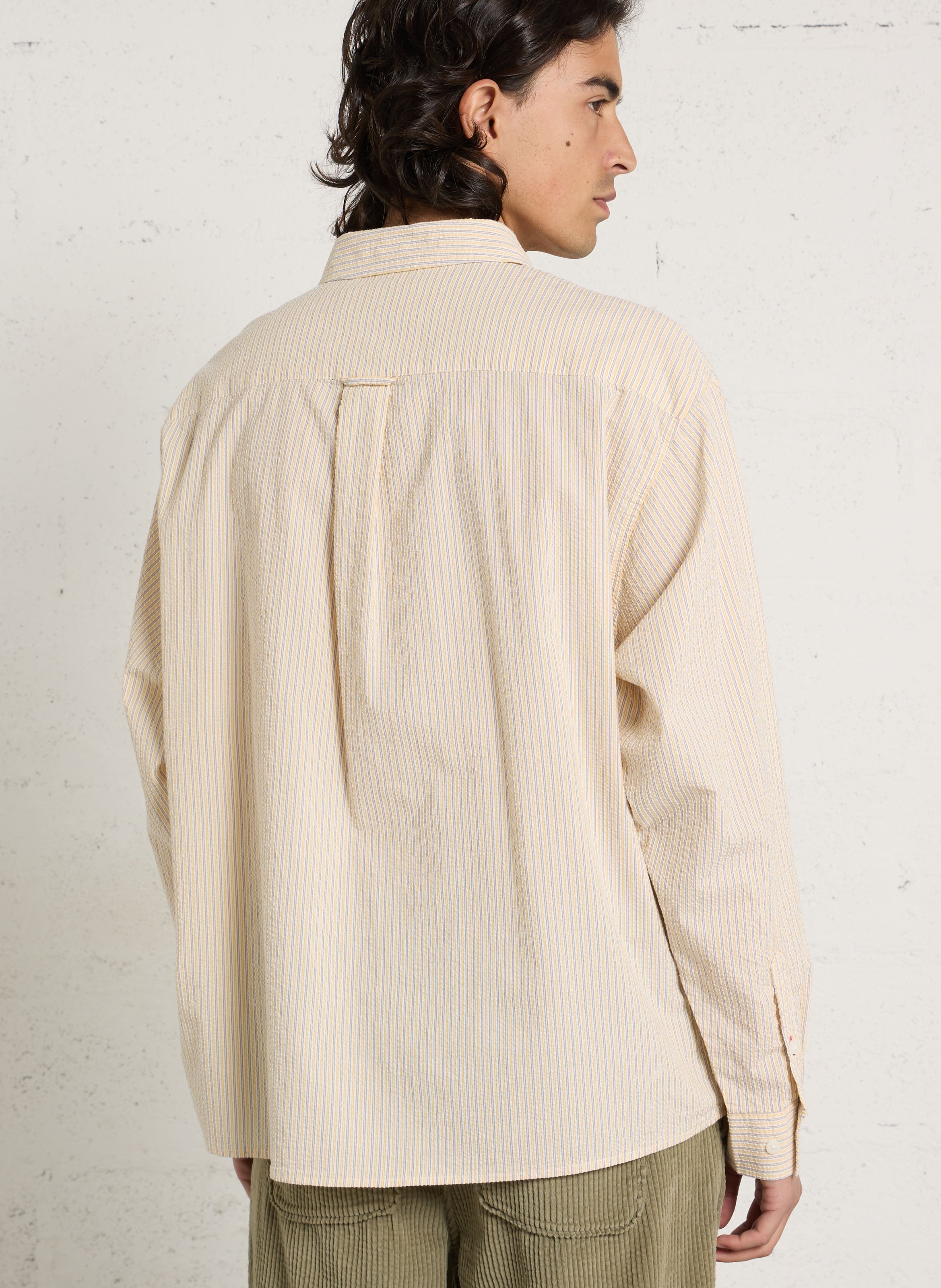 Chemise col classique manches contrastantes en coton SOLID Yellow