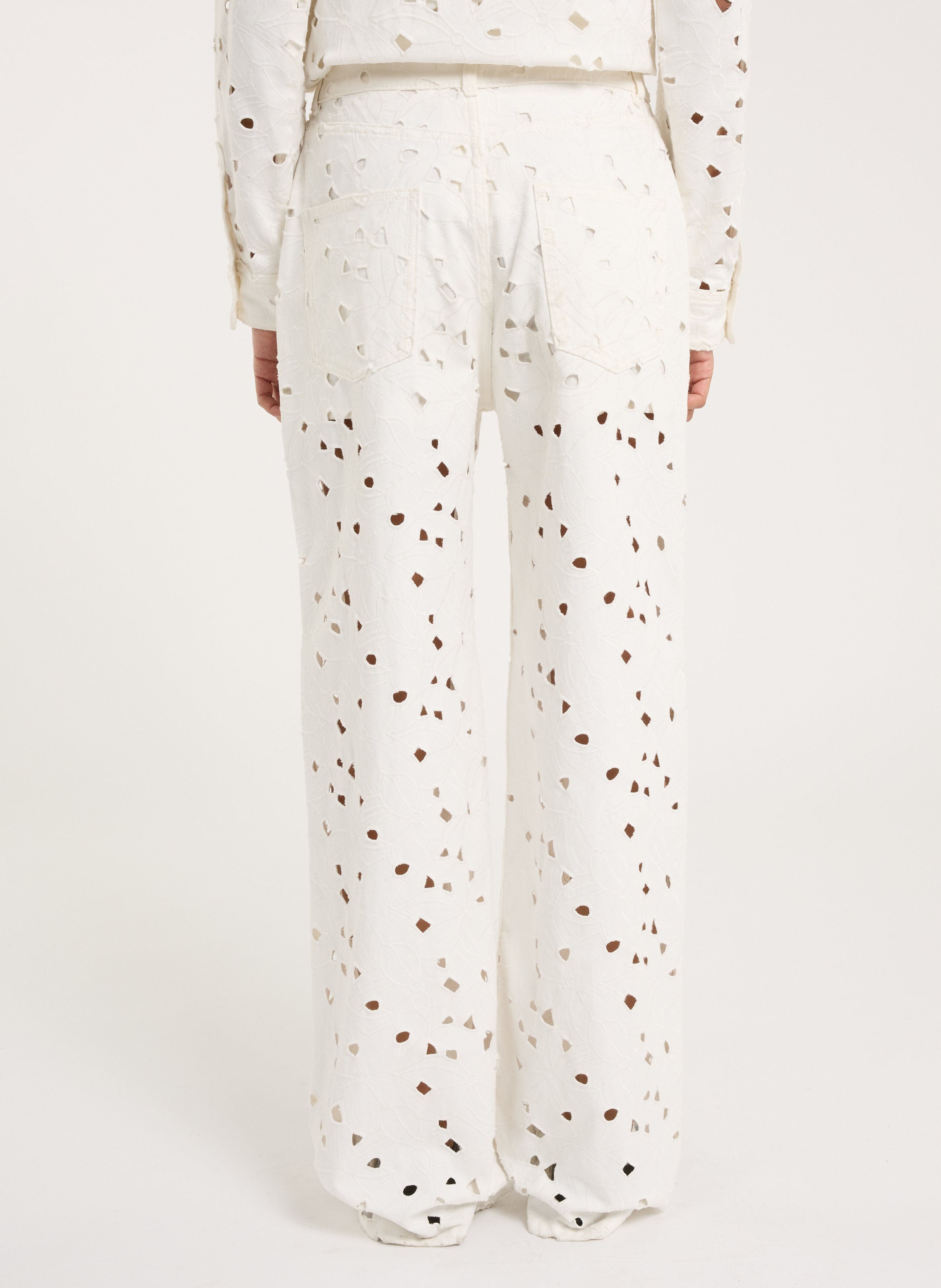 Katoenen straight fit pantalon SAISON 1865 Wit