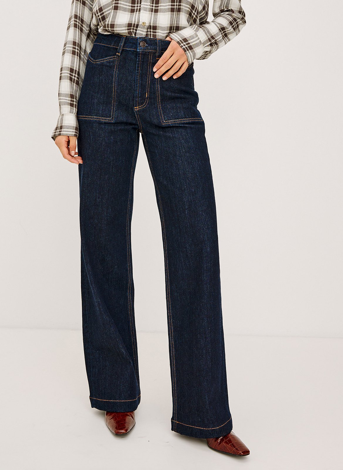 Cotton-blend flared jeans RAILS Blue