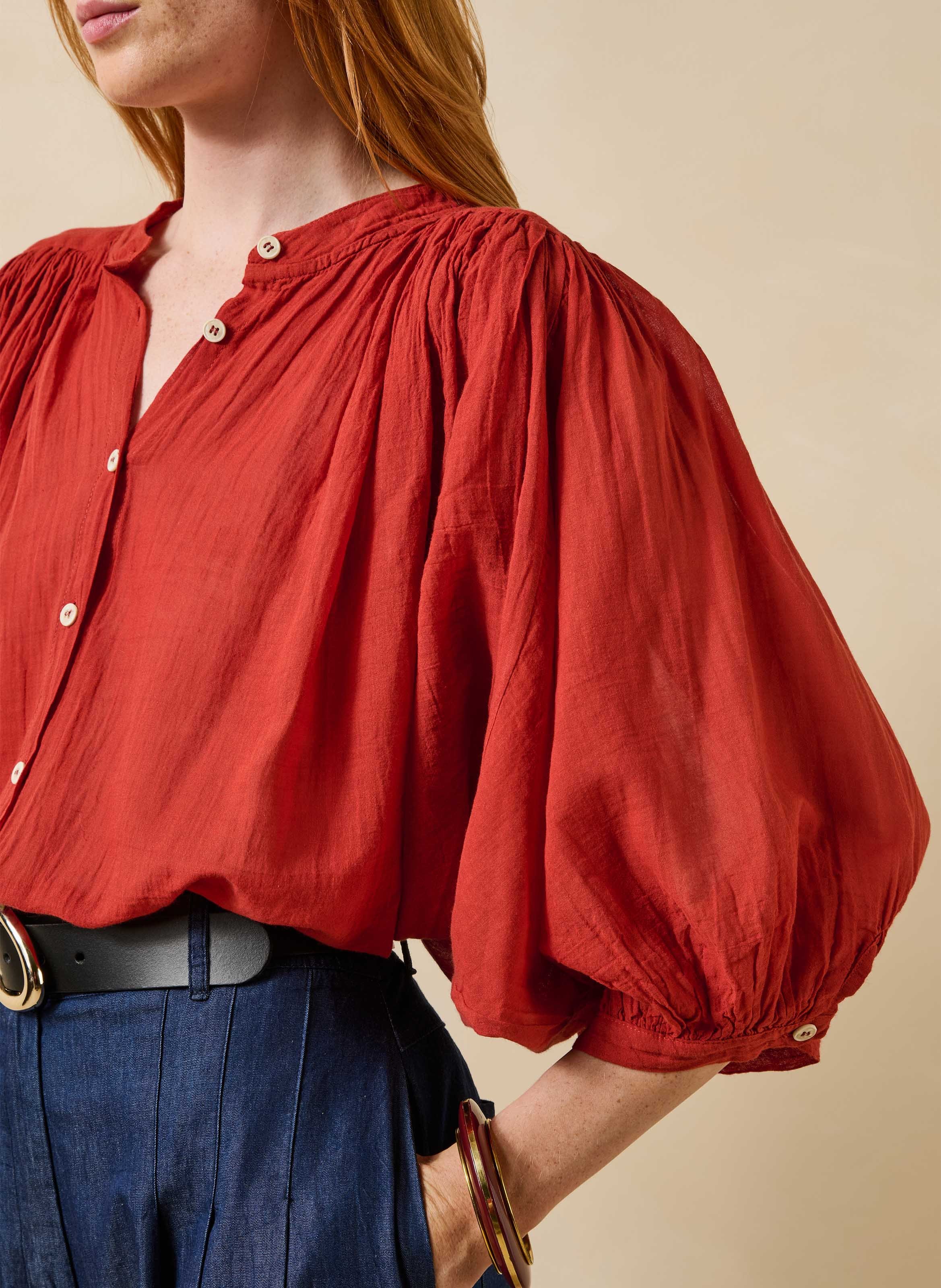 Oversized cotton shirt LA FEE MARABOUTEE Red