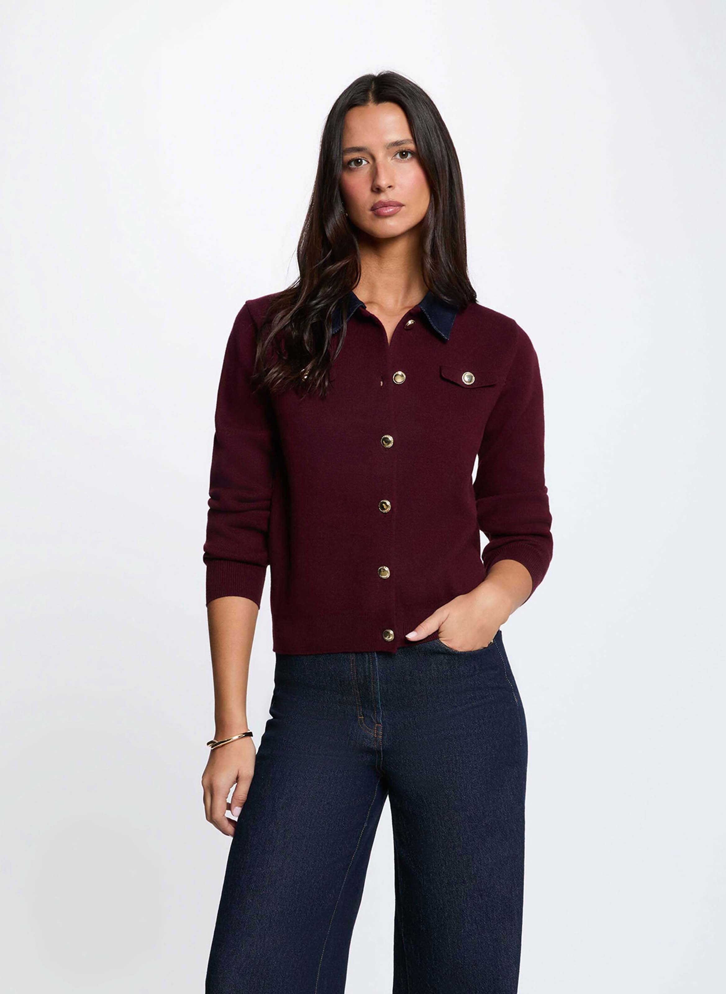 Gilet droit col classique MORGAN Prune