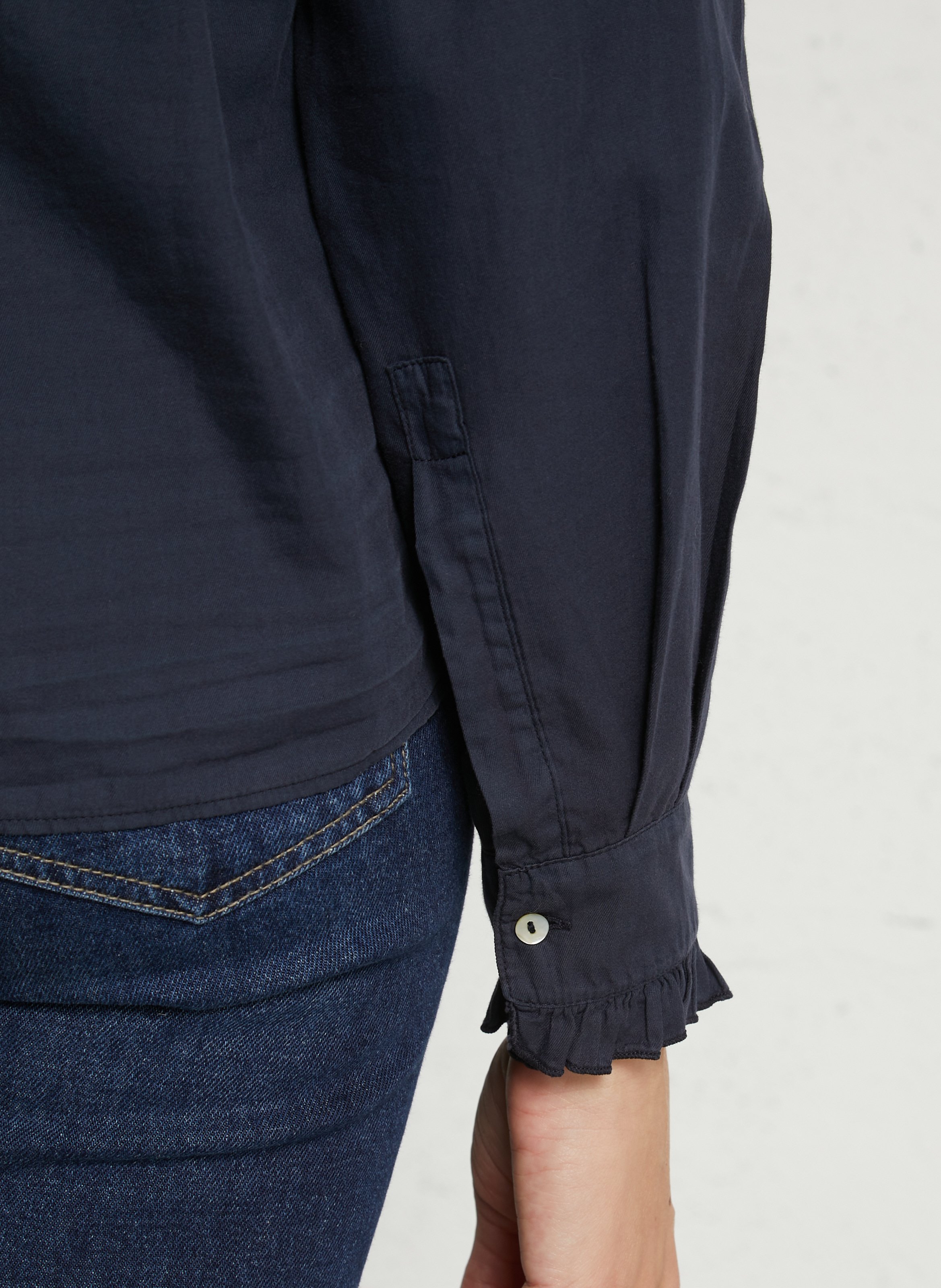 Chemise col mao en coton BELLA JONES Bleu