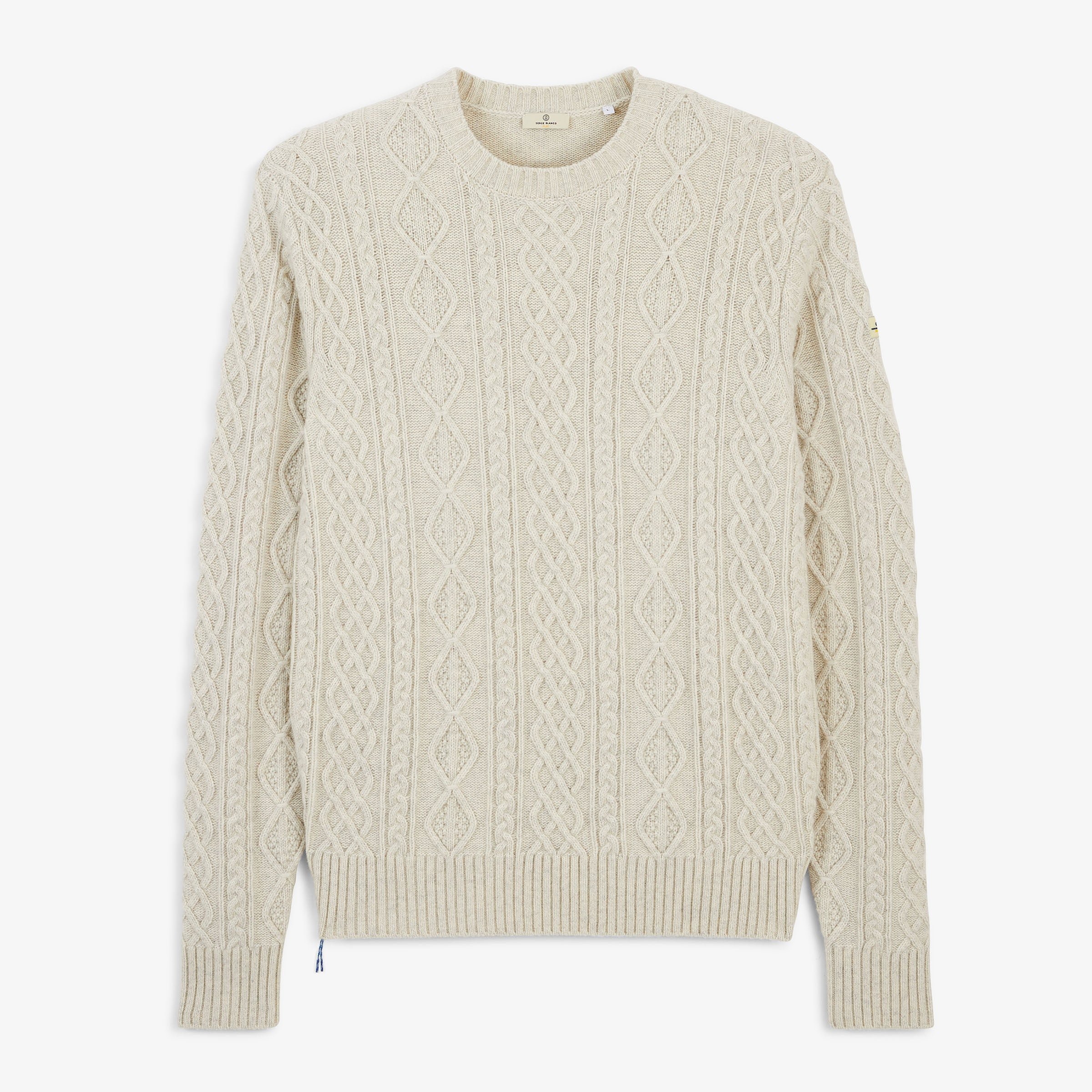 Médéric sand beige cable-knit wool crew-neck sweater SBPLAY SERGE BLANCO Beige