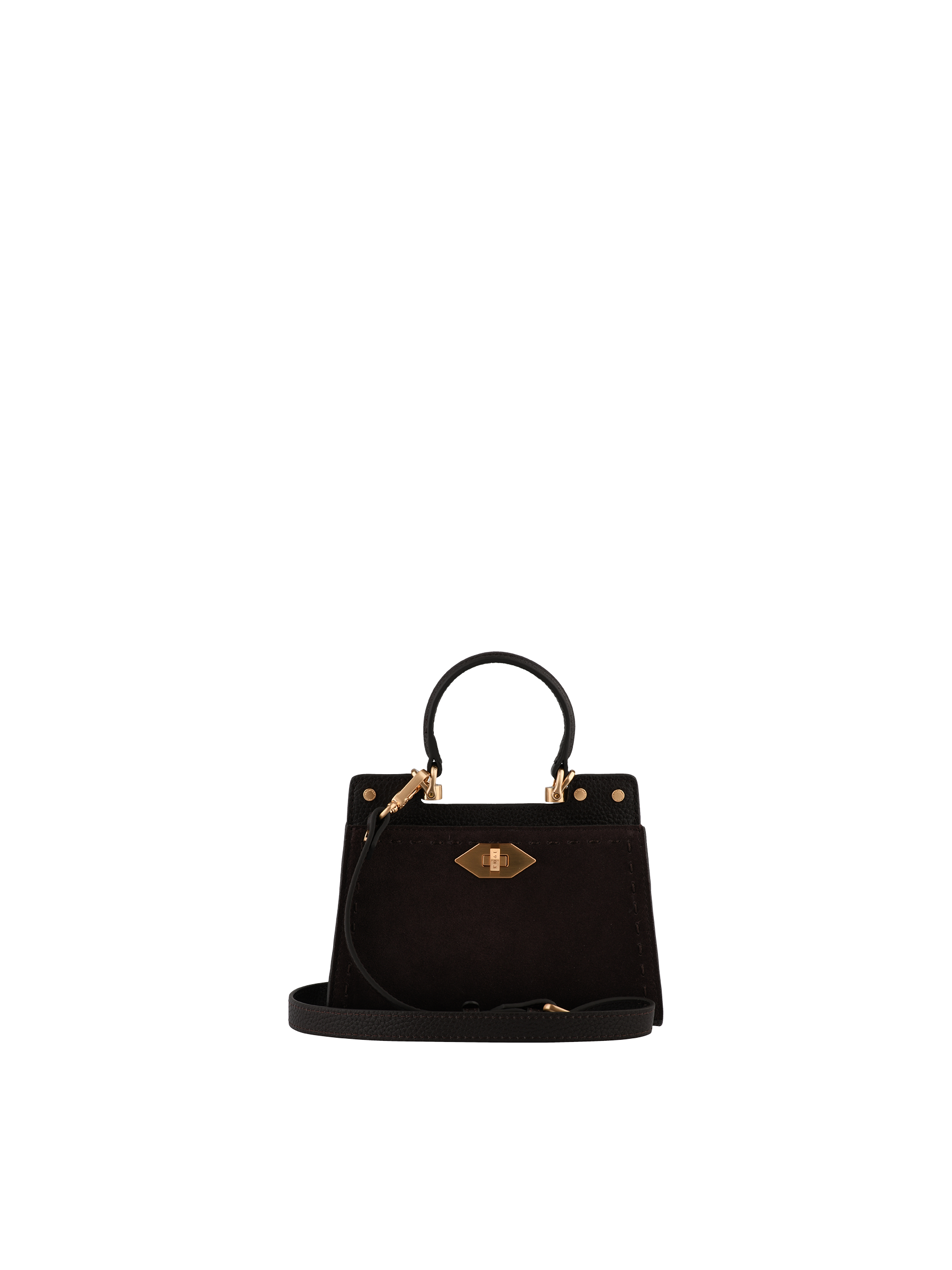 Cowhide leather handbag with a suede-effect finish POURCHET Brown