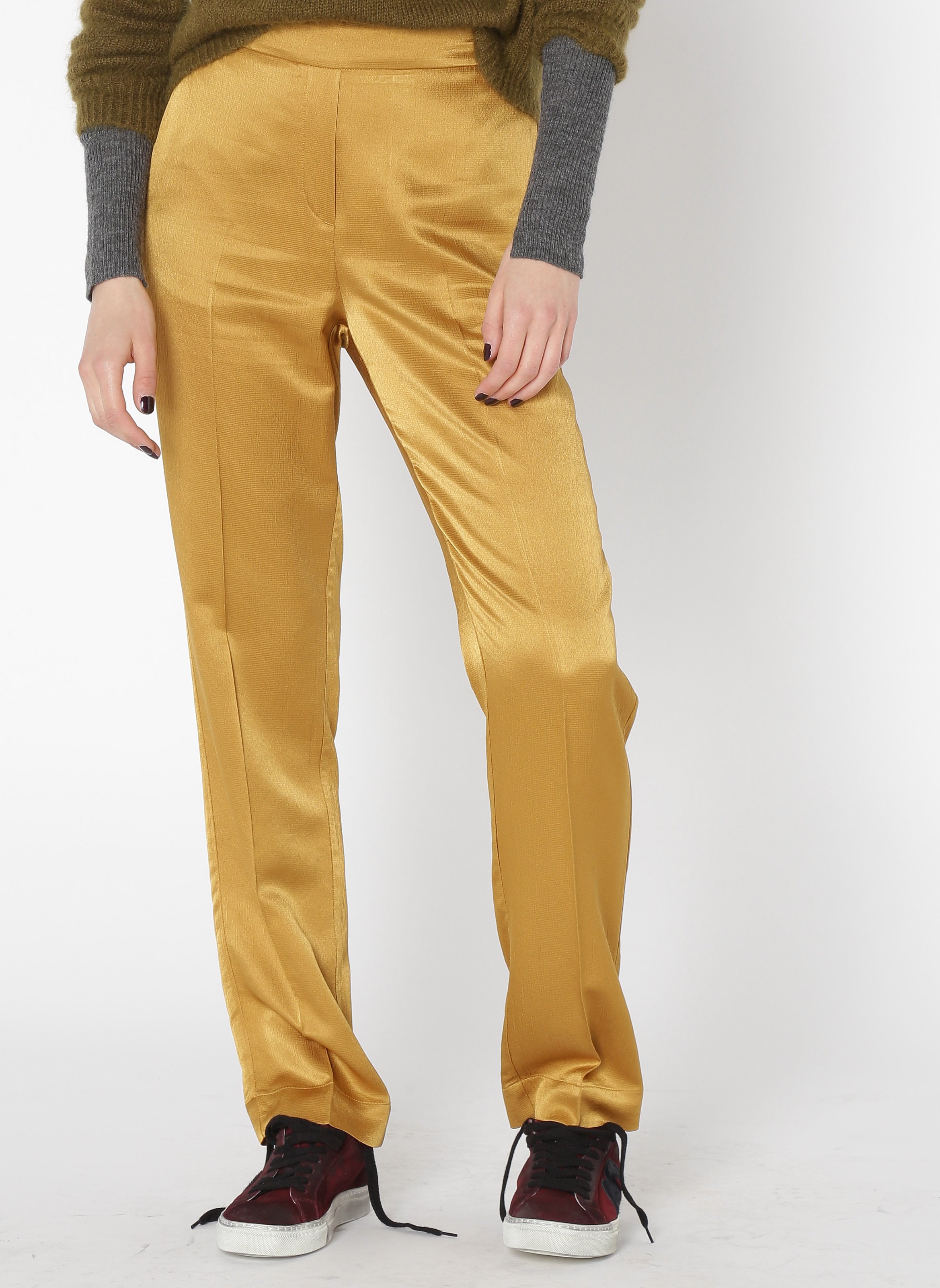 Pantalon droit fluide satiné MOMONI Gris