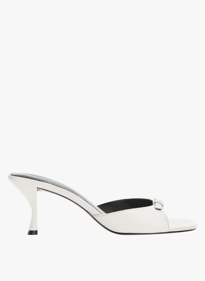 Mules Talons En Cuir Blanc Mango Femme Place des Tendances