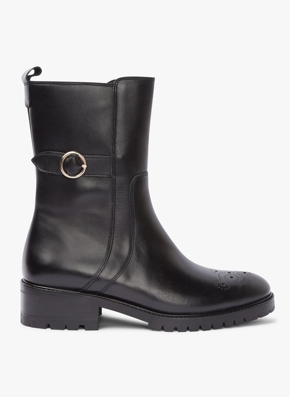 Bottes en cuir lisse Noir