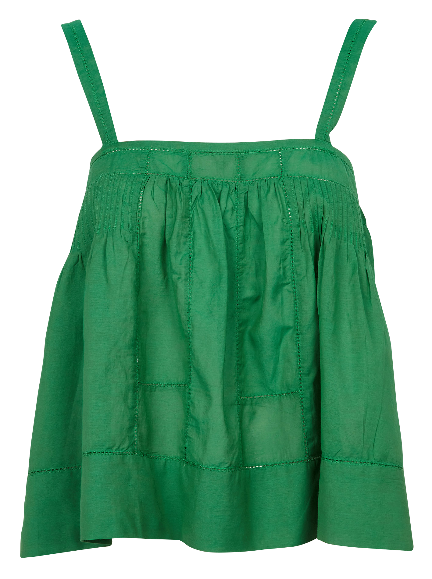 Short openwork cotton tank top Green