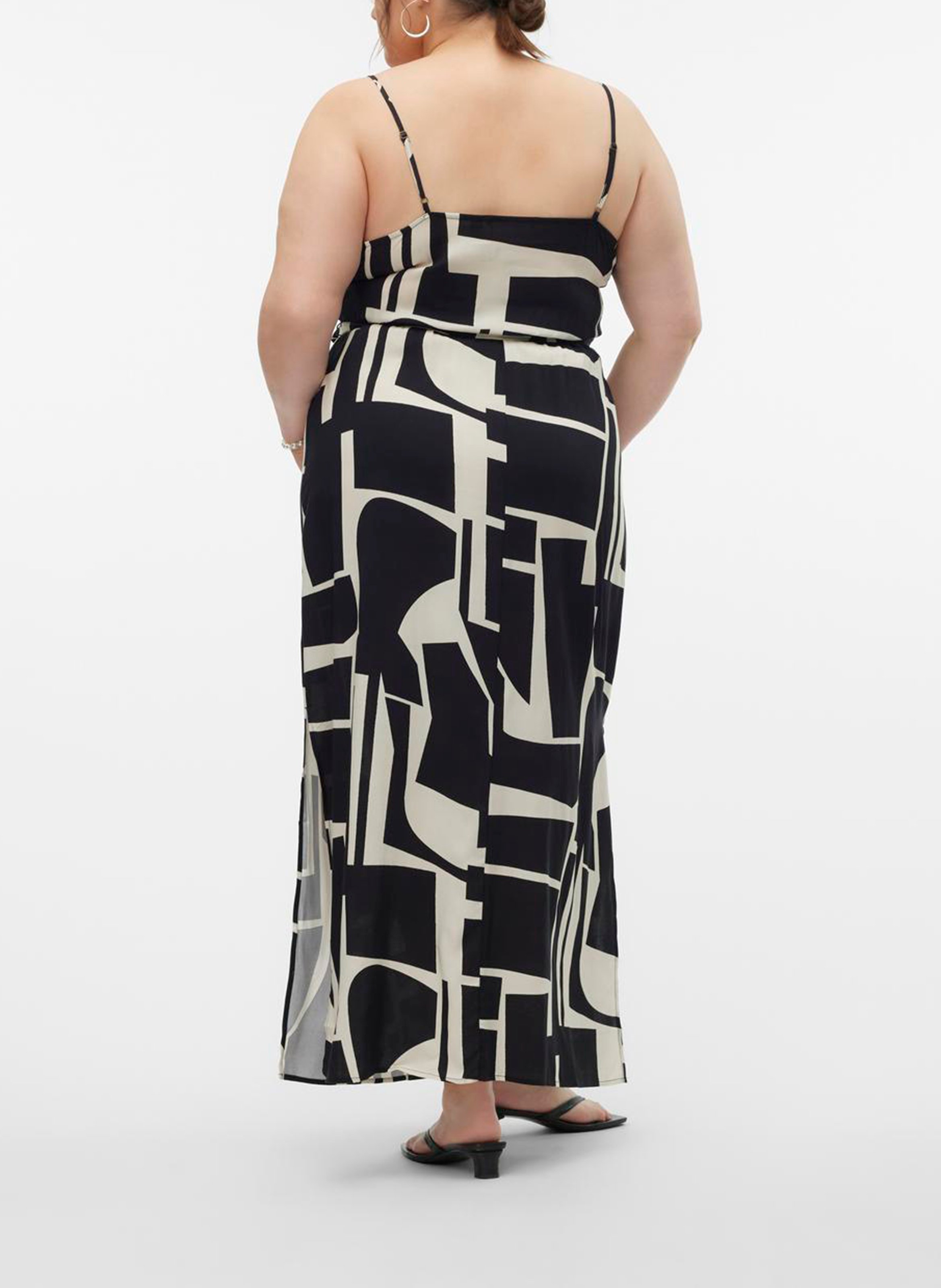 Sleeveless printed long dress Black