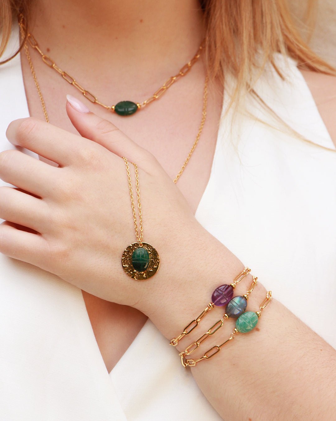 Scarab necklace NILAI Green