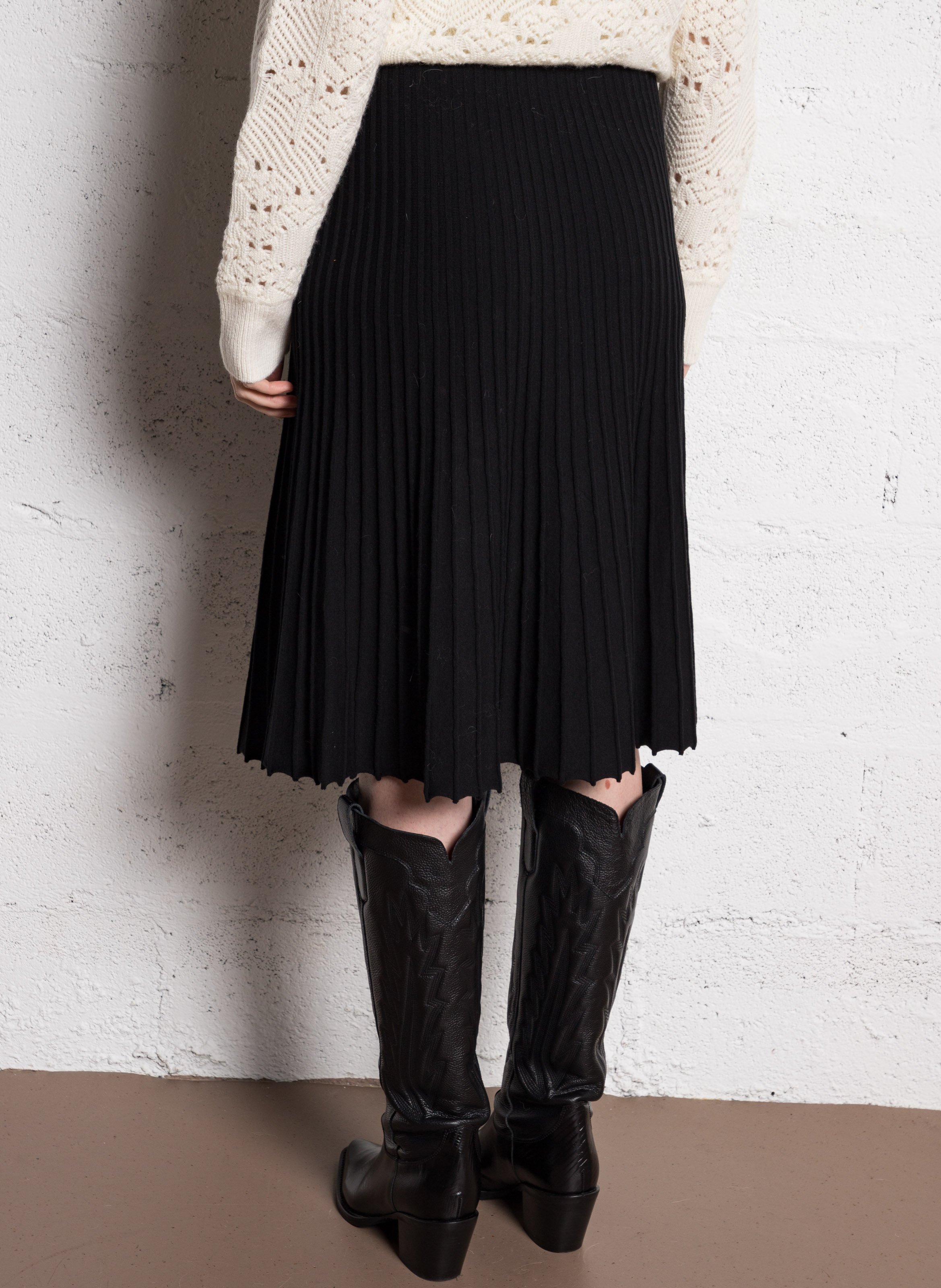 Pleated knit midi skirt MAISON 123 Black