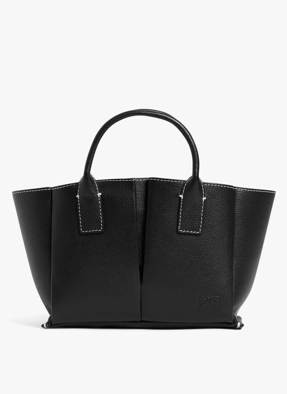 Petit sac cabas en cuir de vachette Elena Noir Le tanneur Femme