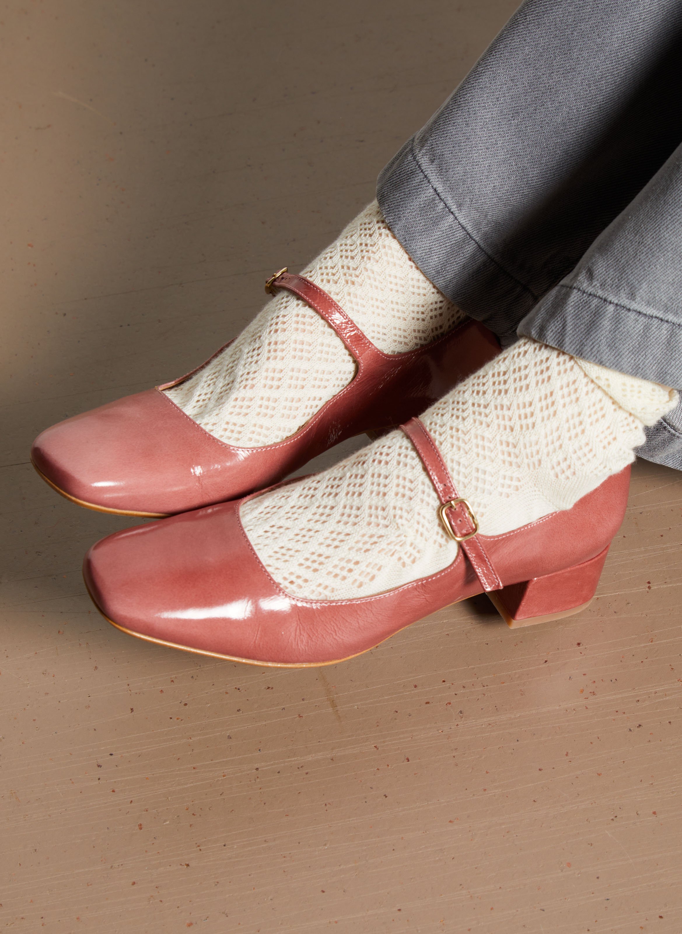 Babies à petit talon en cuir vieilli MELLOW YELLOW Rose