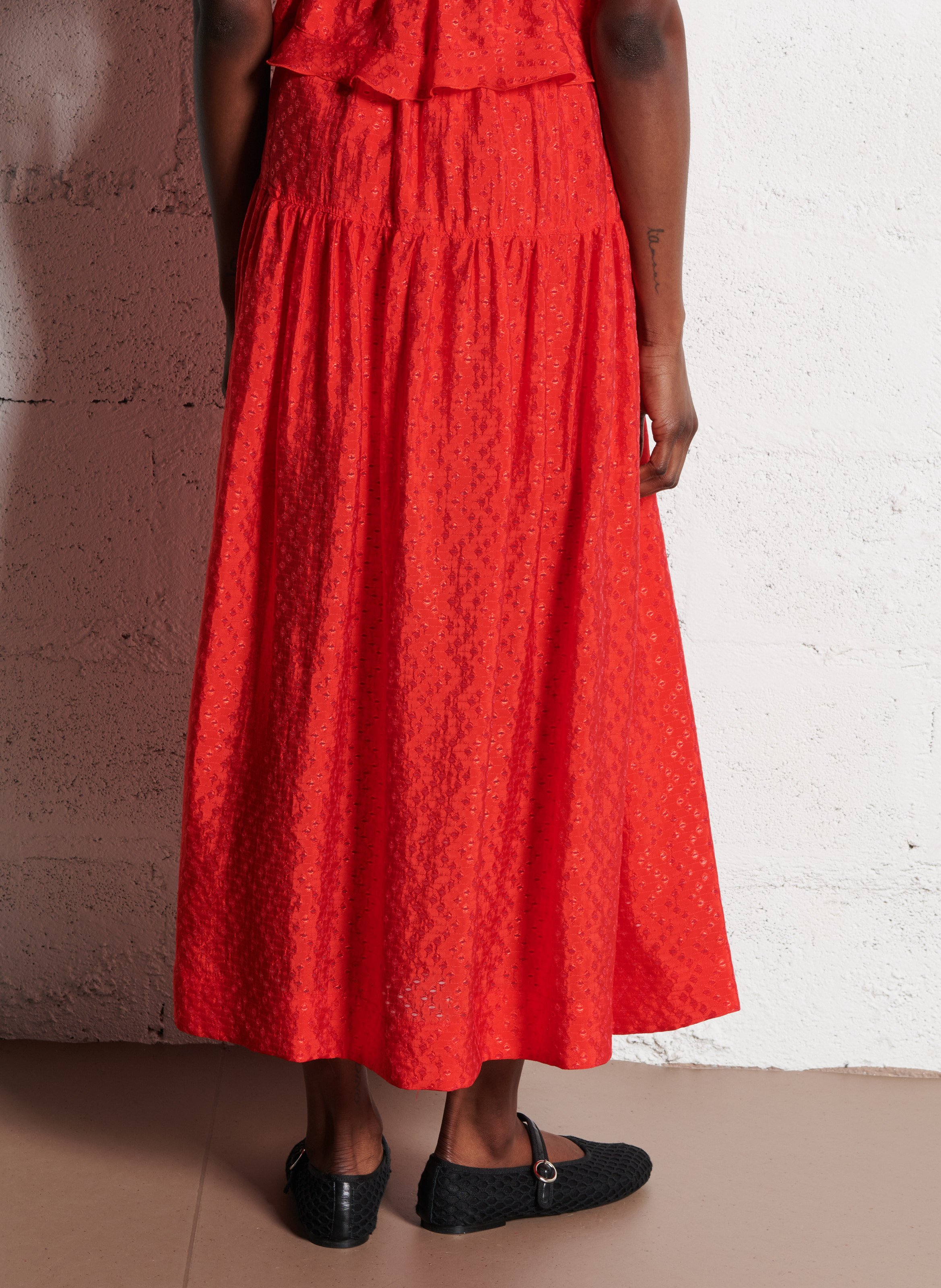 Jupe midi évasée ROSEANNA Rouge