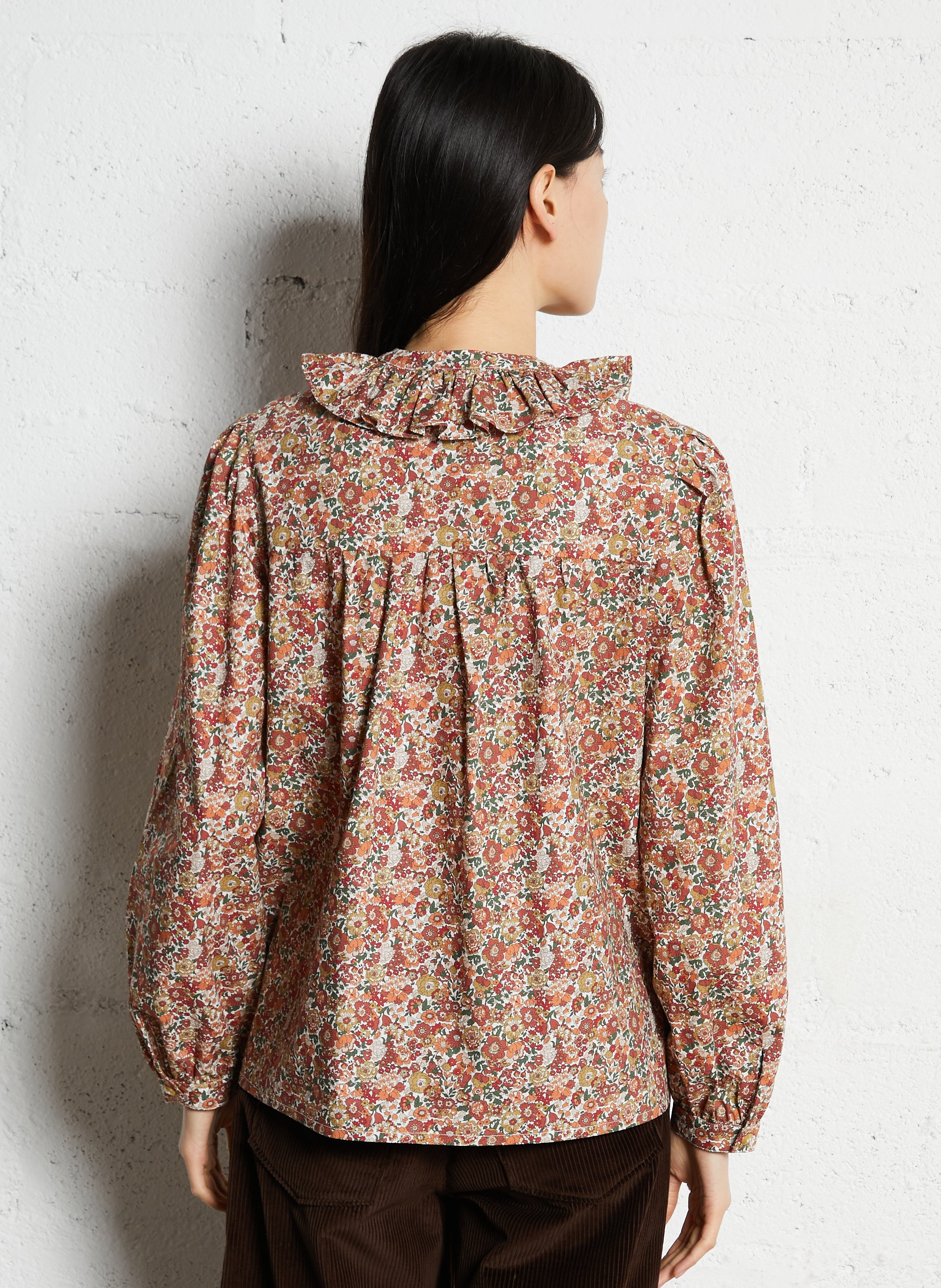 Rechte, katoenen blouse met print SUZIE WINKLE Rood