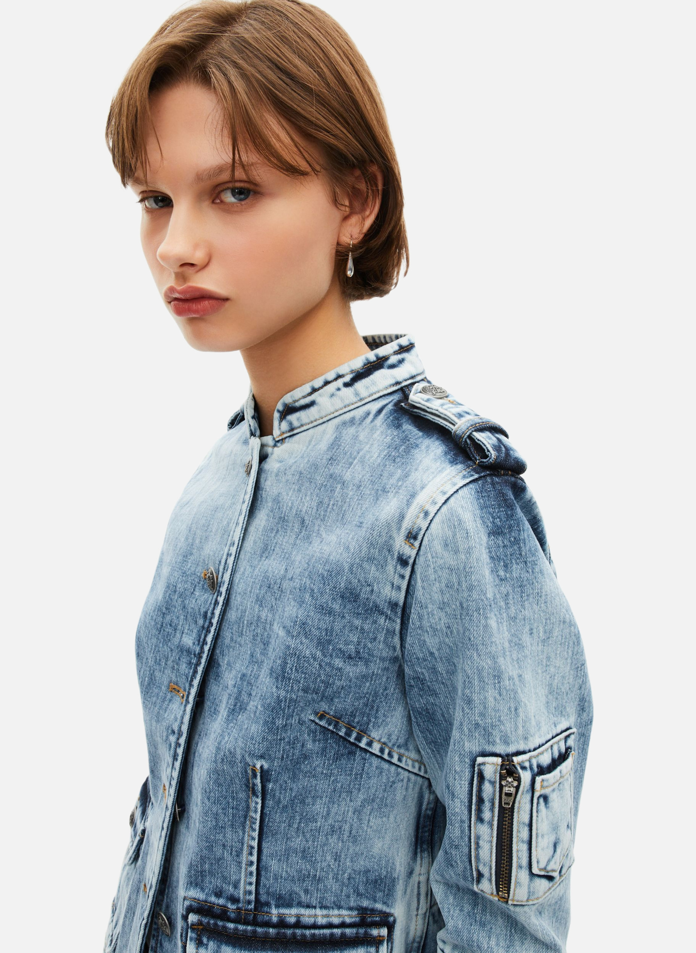Veste style officier en denim THE KOOPLES Bleu