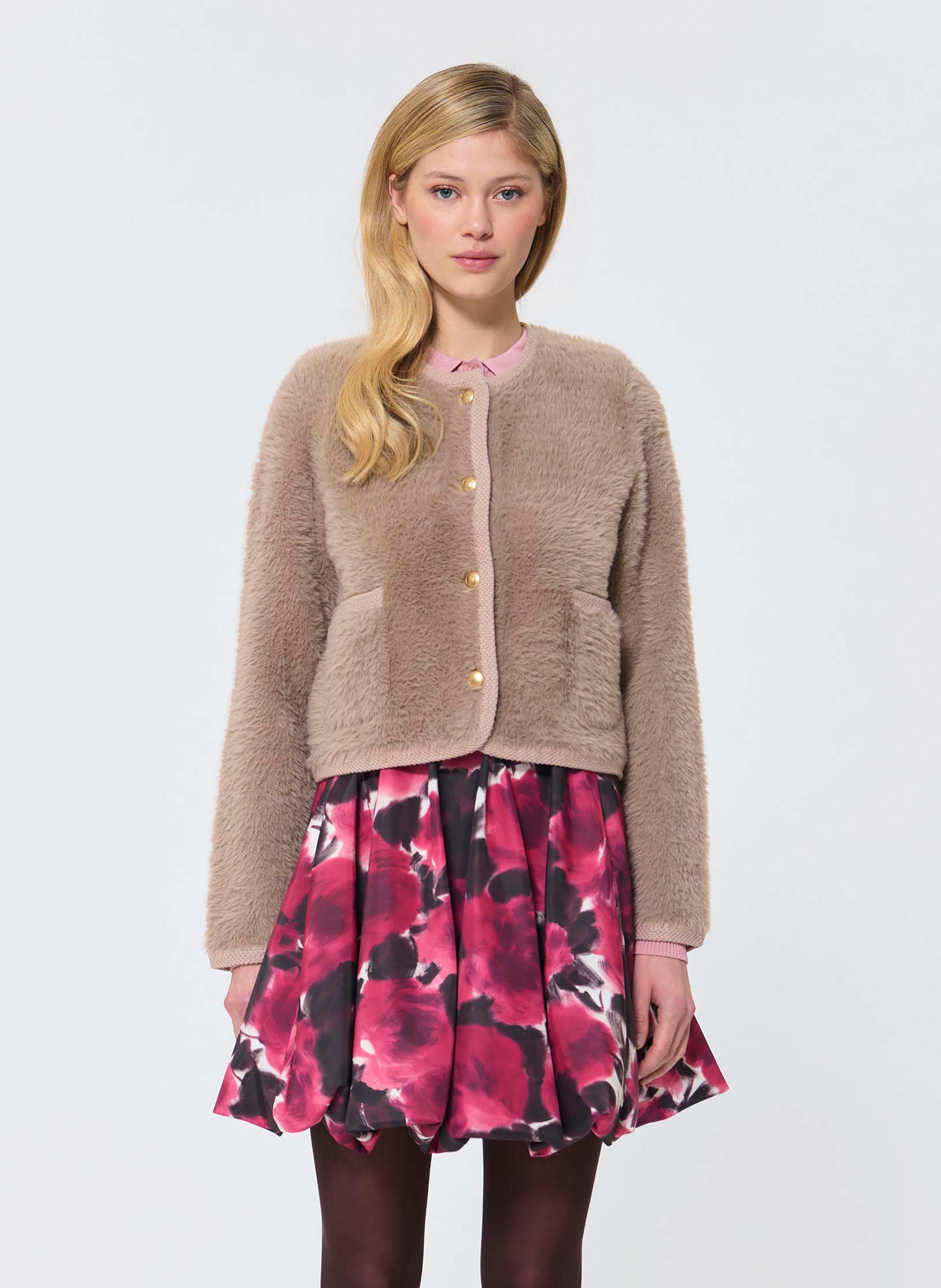 Veste droite col rond TARA JARMON Beige