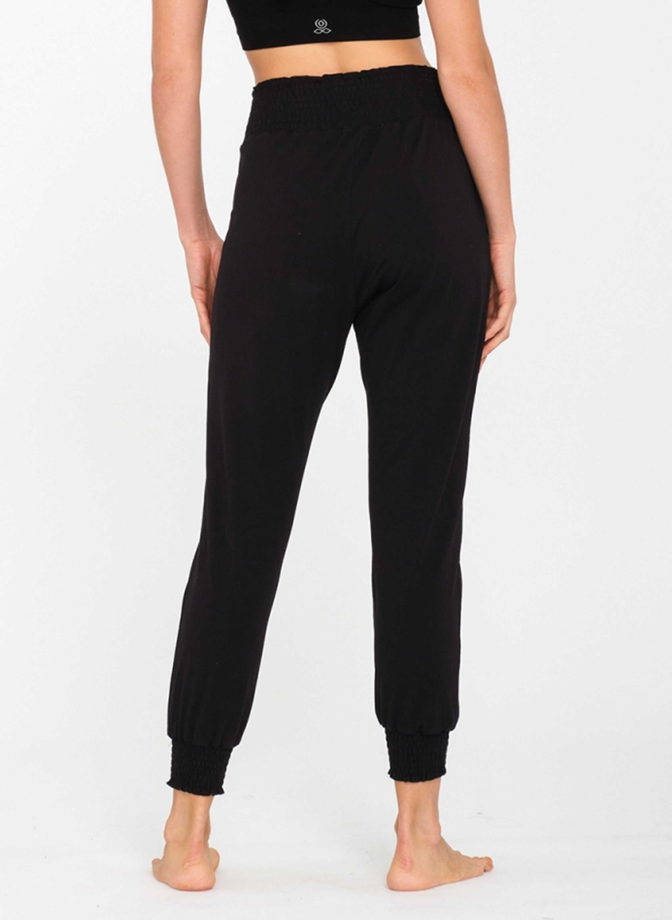 Pantalon de sport taille haute en coton mélangé YOGA SEARCHER Noir