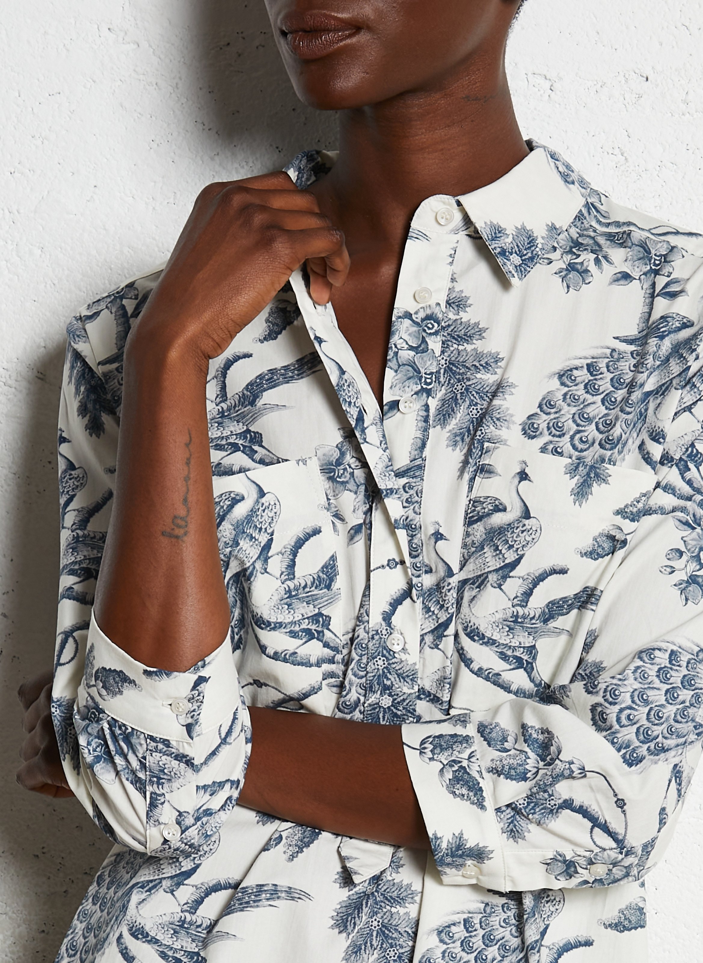 Printed cotton shirt dress MAISON 123 Blue