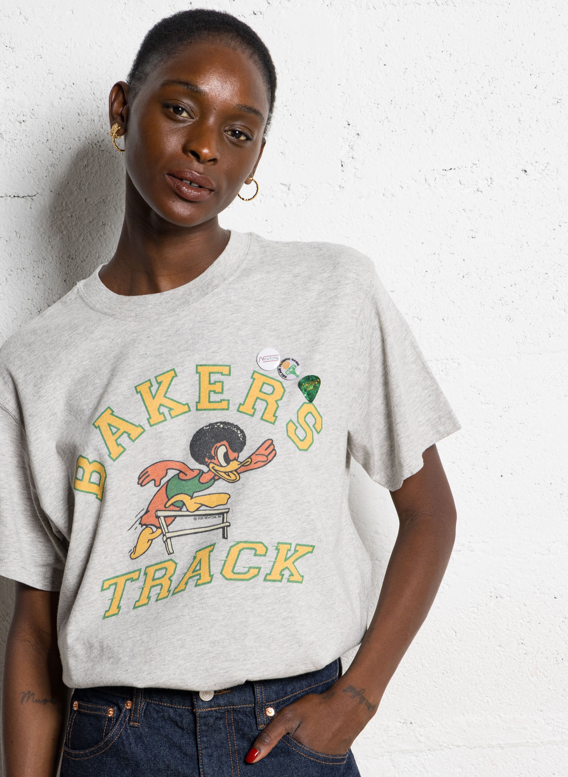 Tee-shirt droit col rond sérigraphié en coton NEWTONE