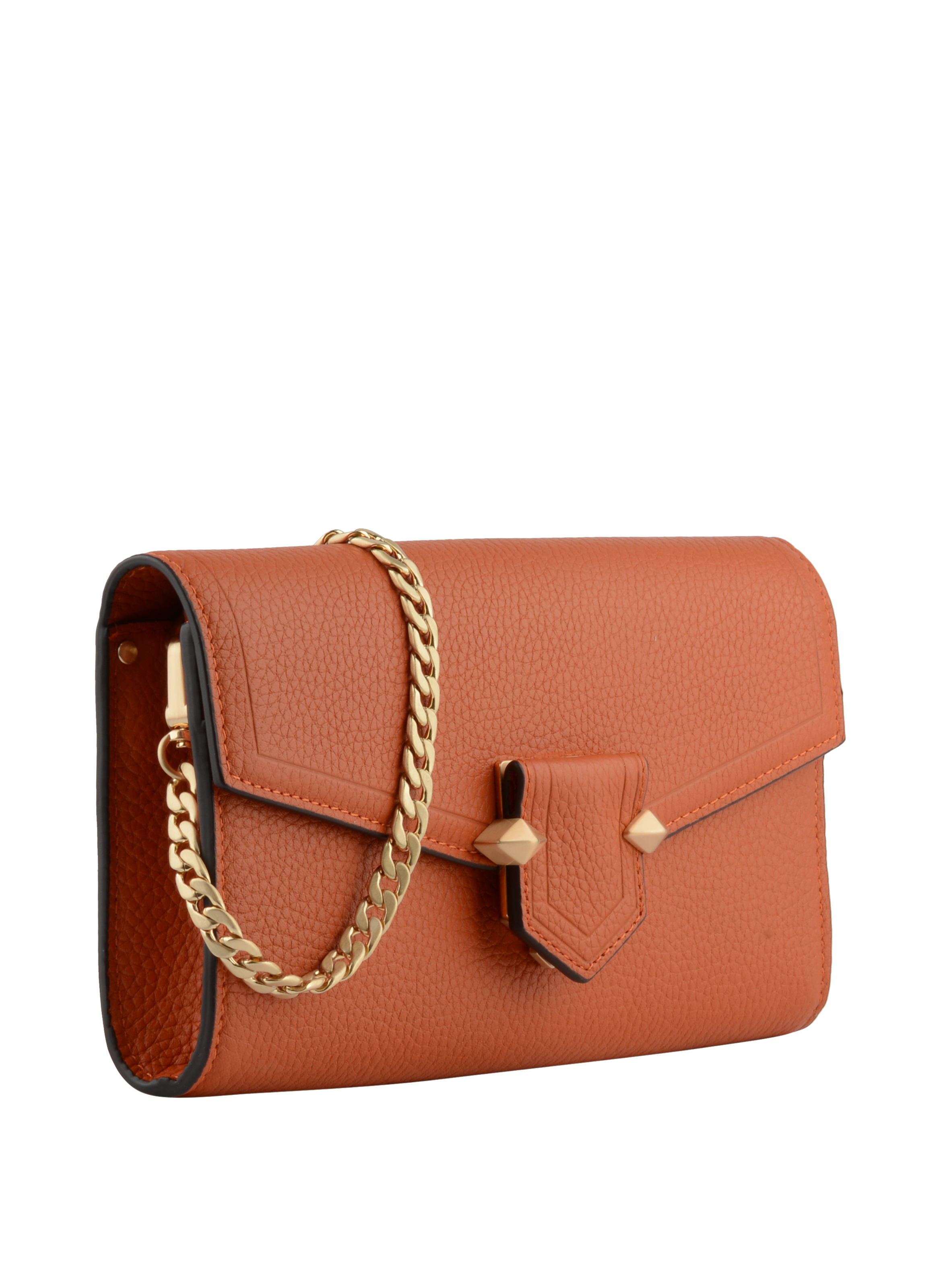 Clutch - cowhide leather POURCHET Orange