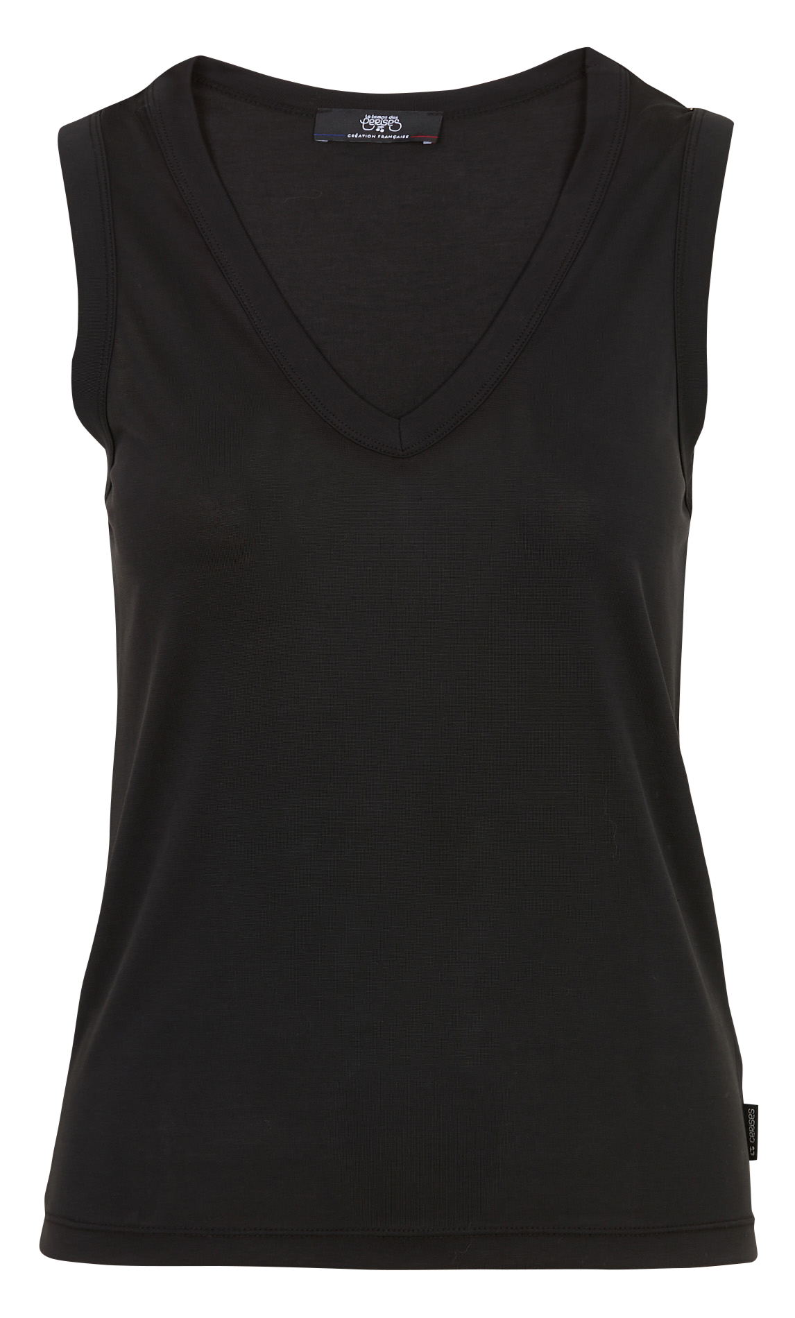 Débardeur droit col V LE TEMPS DES CERISES Noir