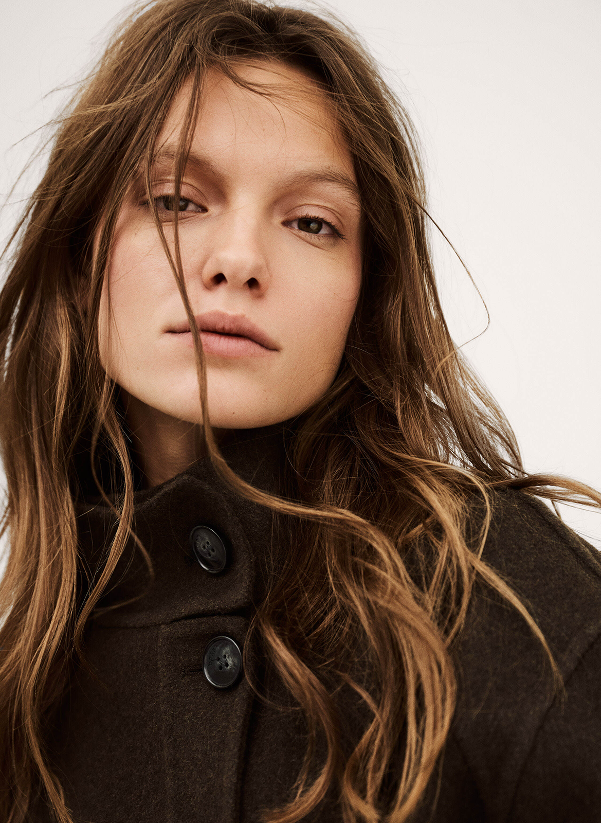 Jas van wol met opstaande kraag BA&SH Kaki