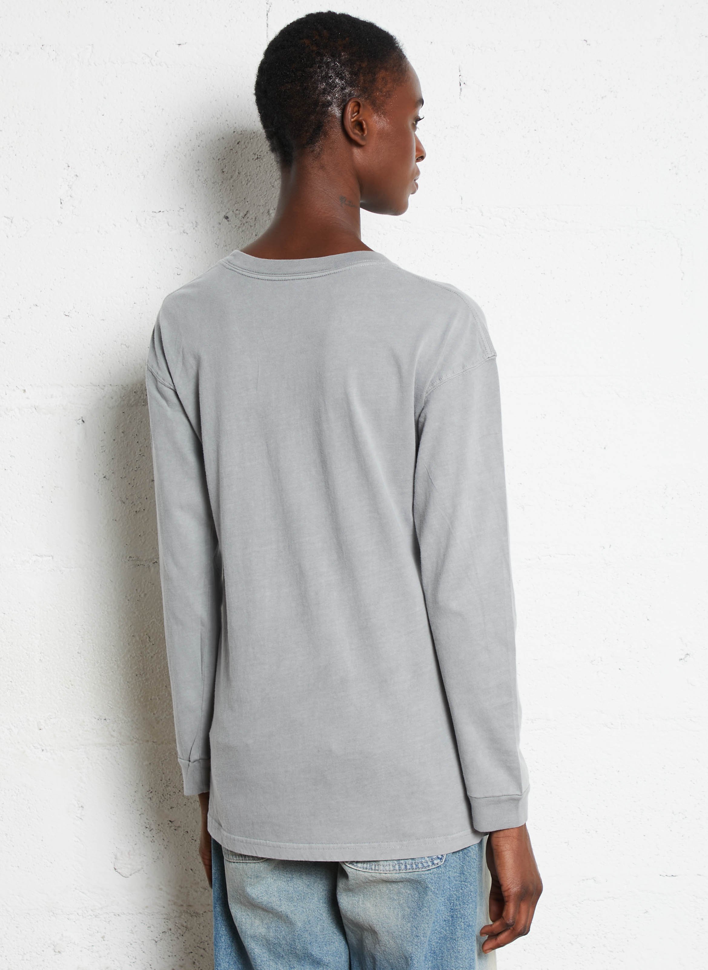 Straight round-neck cotton T-shirt with screen print NEWTONE Grey