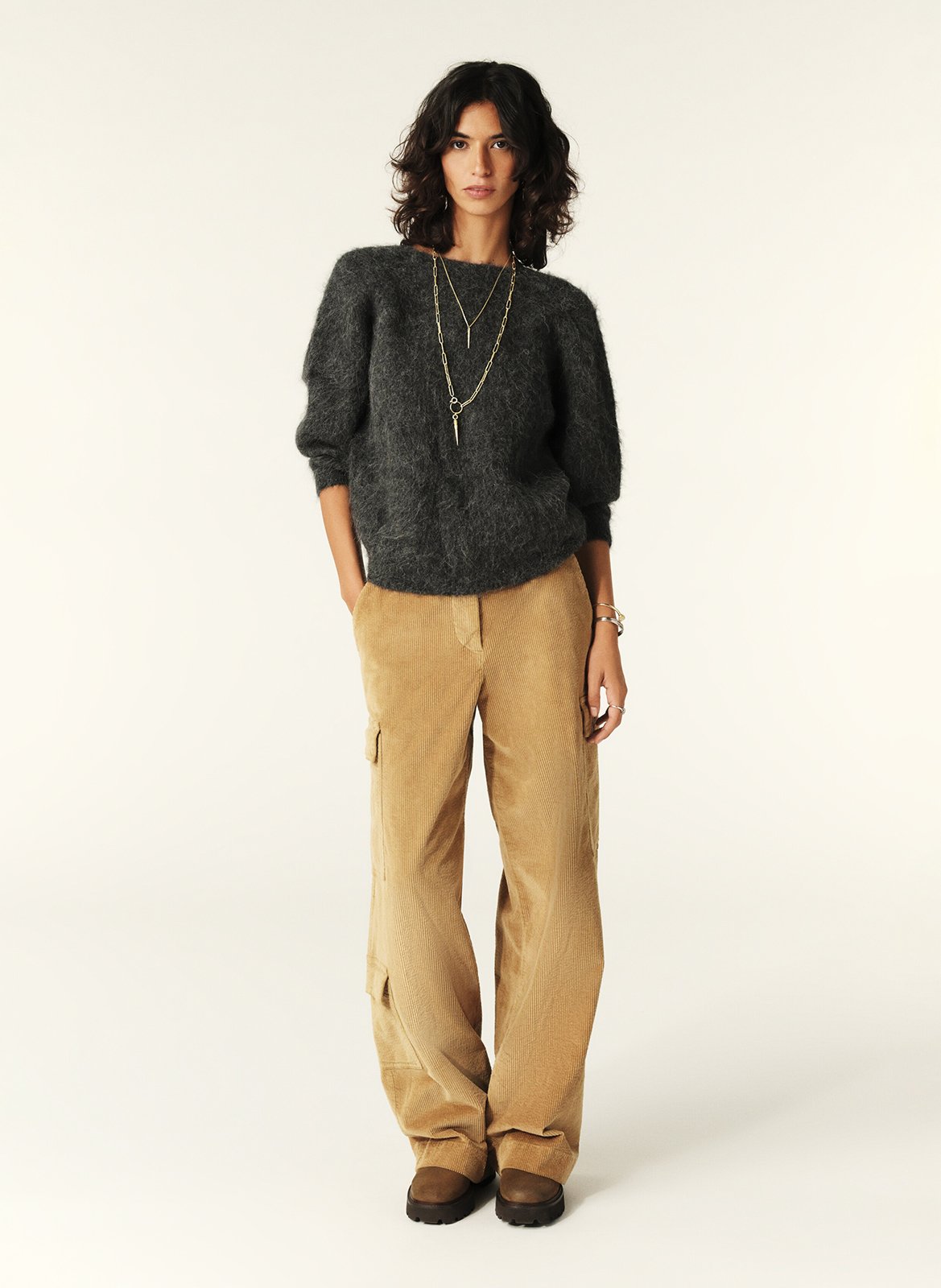 Trui met V-hals | wolblend BA&SH Zwart