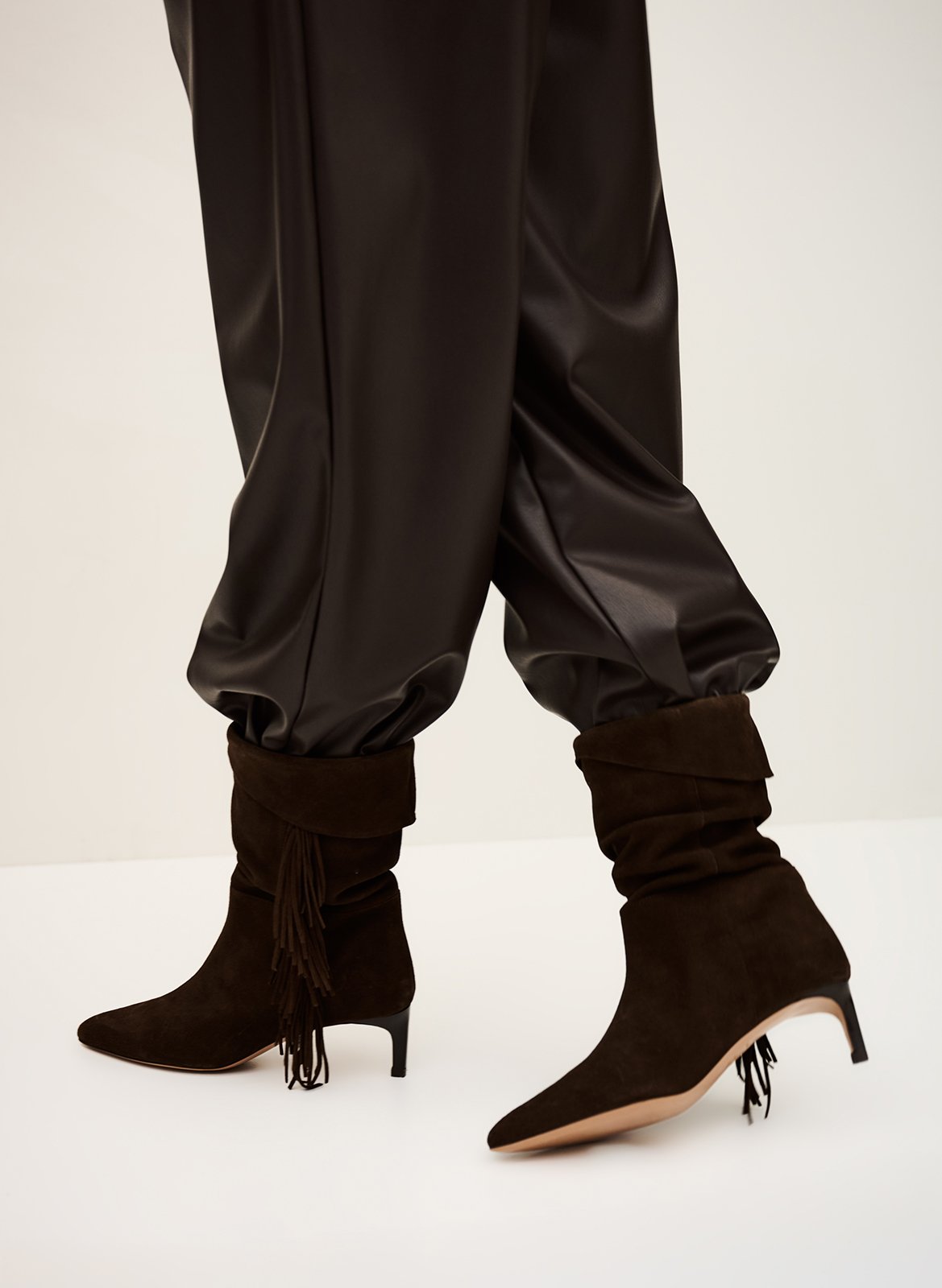 Solid leather fringed boots BA&SH Brown