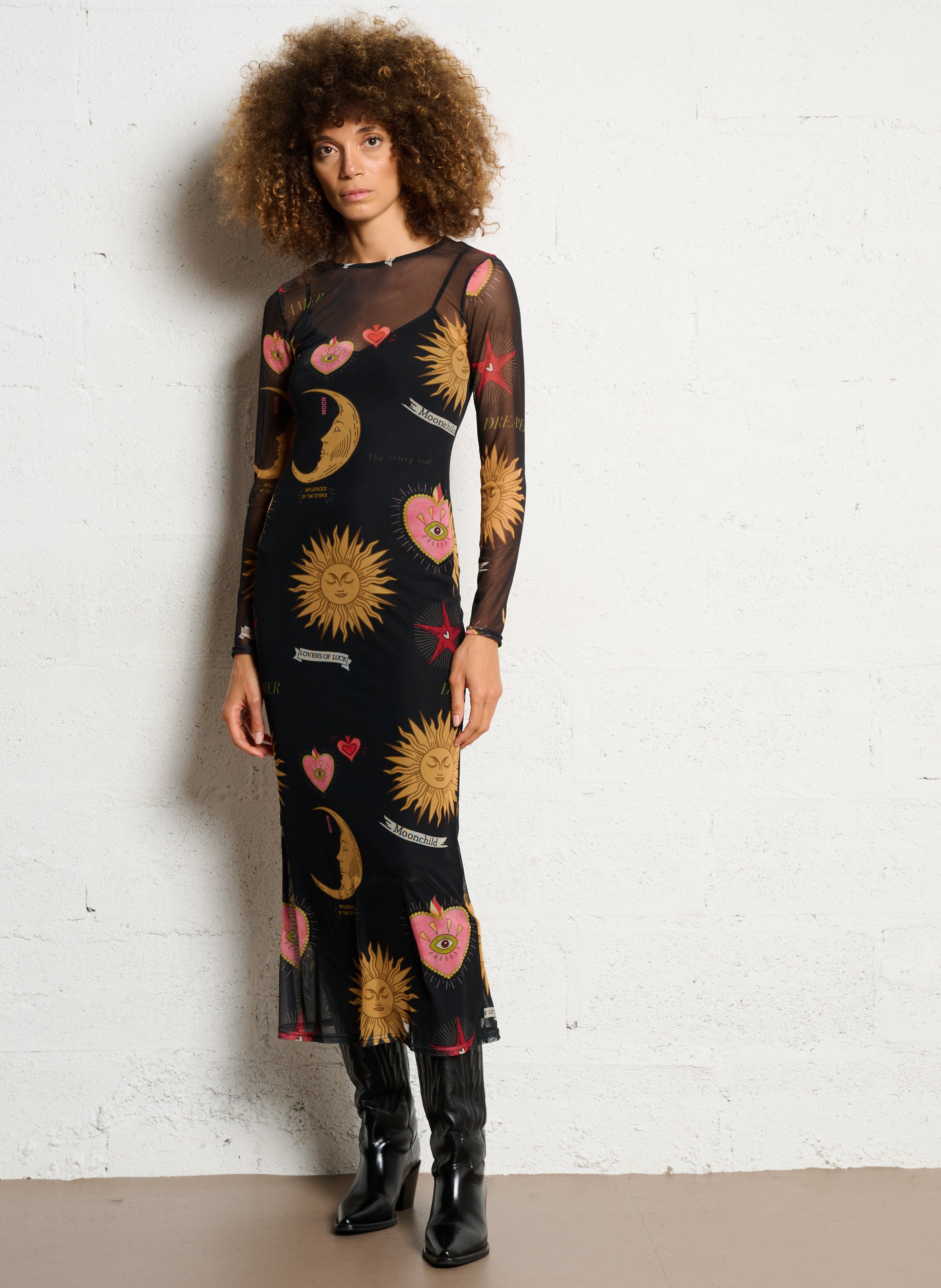 Robe longue imprimée col rond NEVER FULLY DRESSED Noir