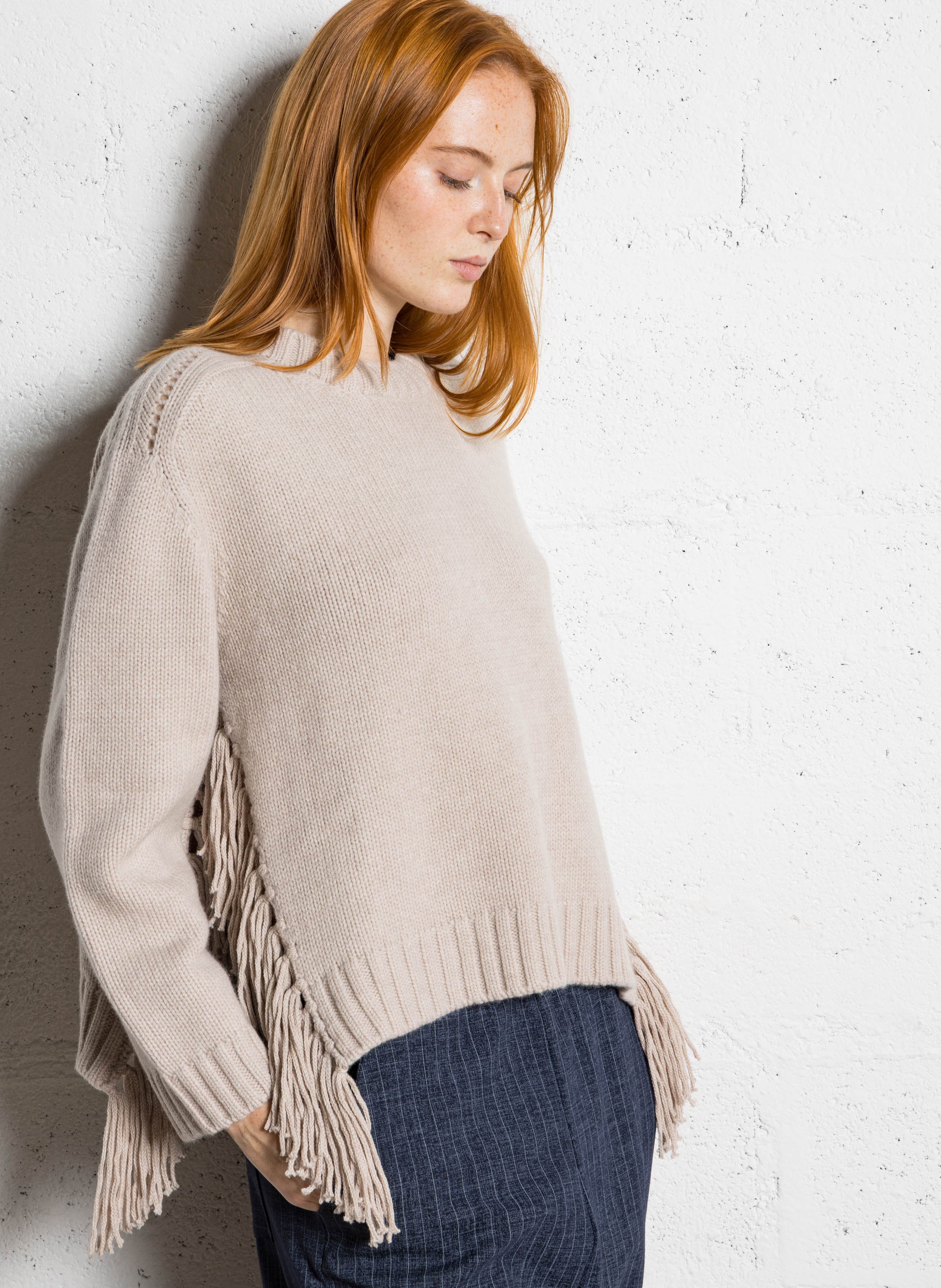 Woleg - Oversize-Wollpullover mit Rundhalsausschnitt BERENICE Beige