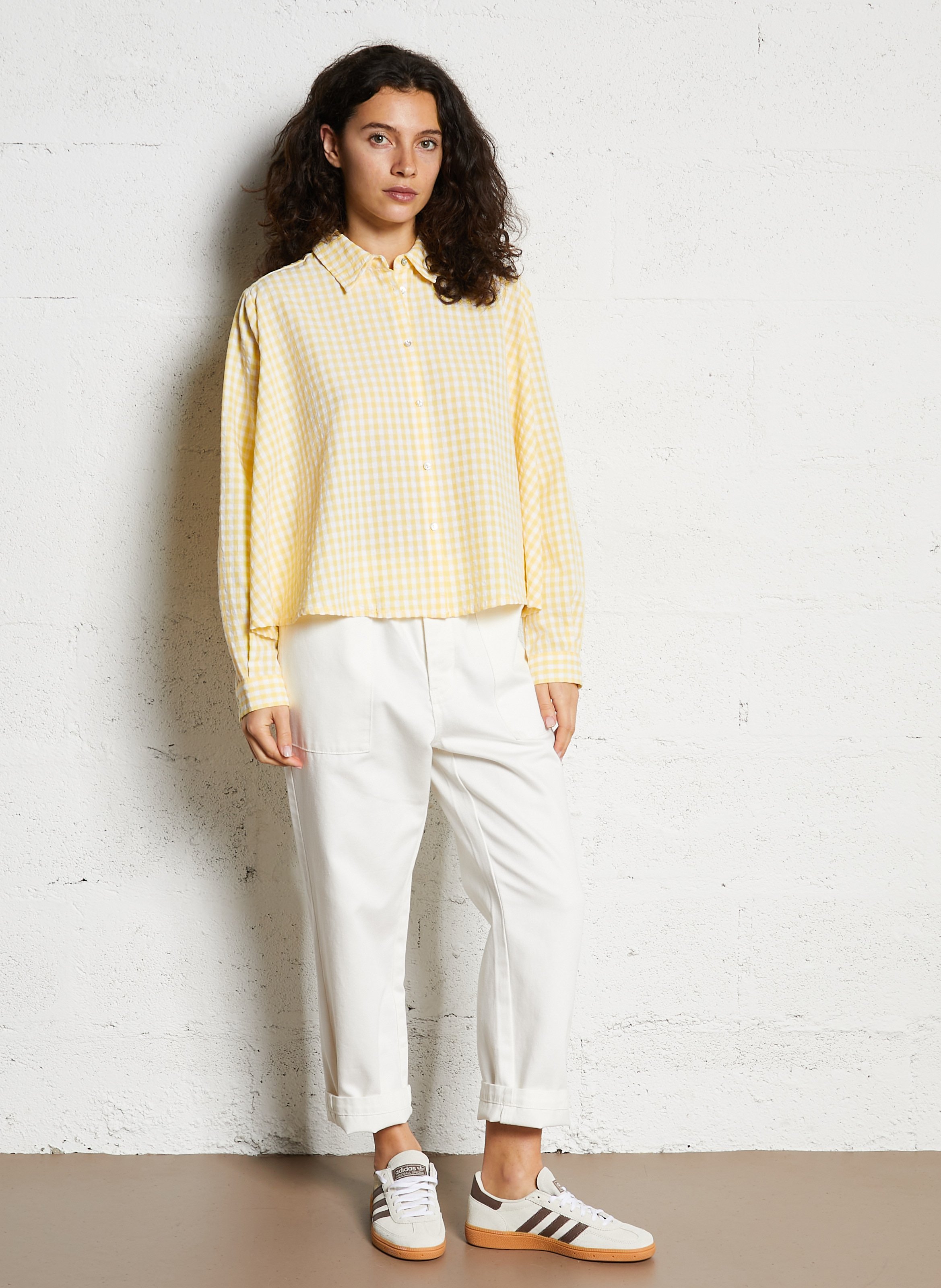 Oversized cotton-blend shirt with classic collar JC SOPHIE Yellow