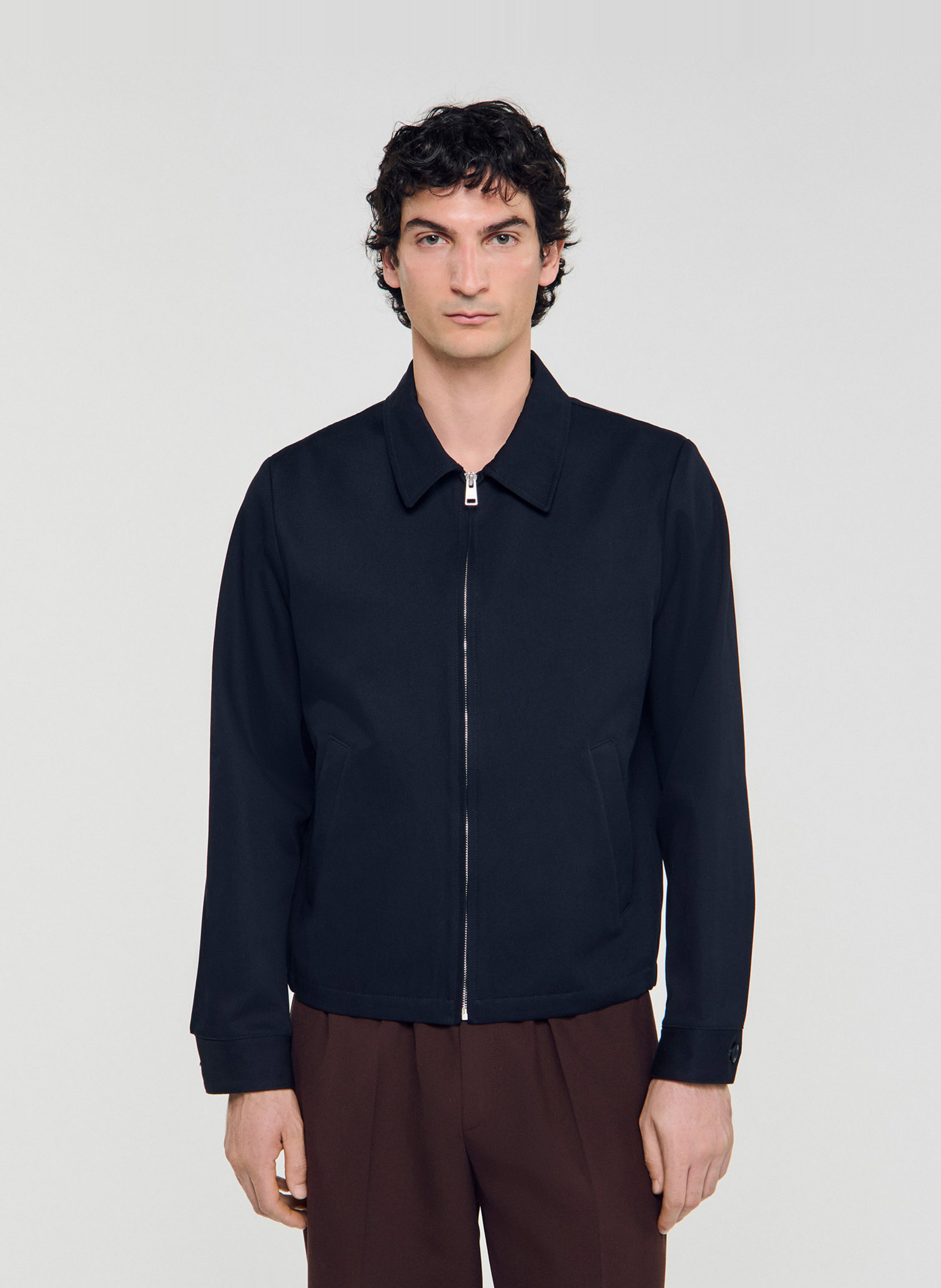 Regular-fit cotton jacket SANDRO Blue