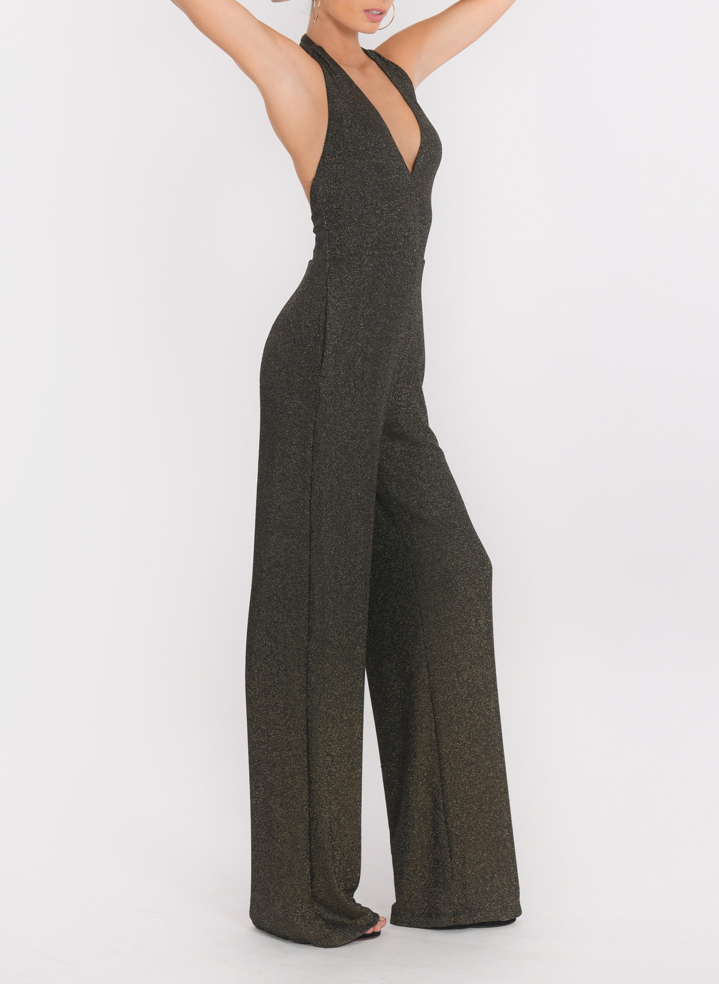 Combinaison fluide pailleté sans manches KOOKAI Doré