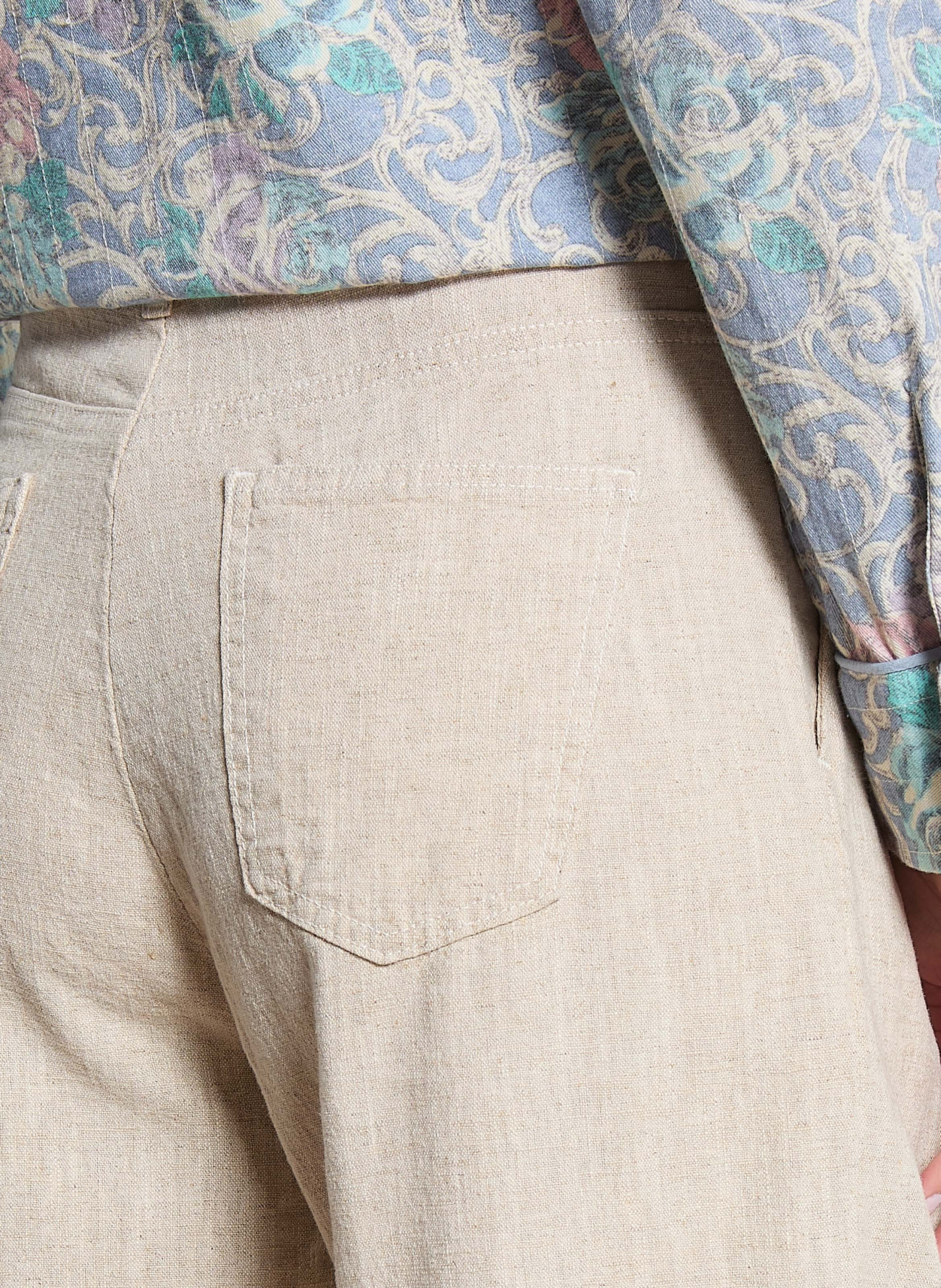 Weit geschnittene Bundfaltenhose aus Leinen-Mix MAISON HOTEL Beige