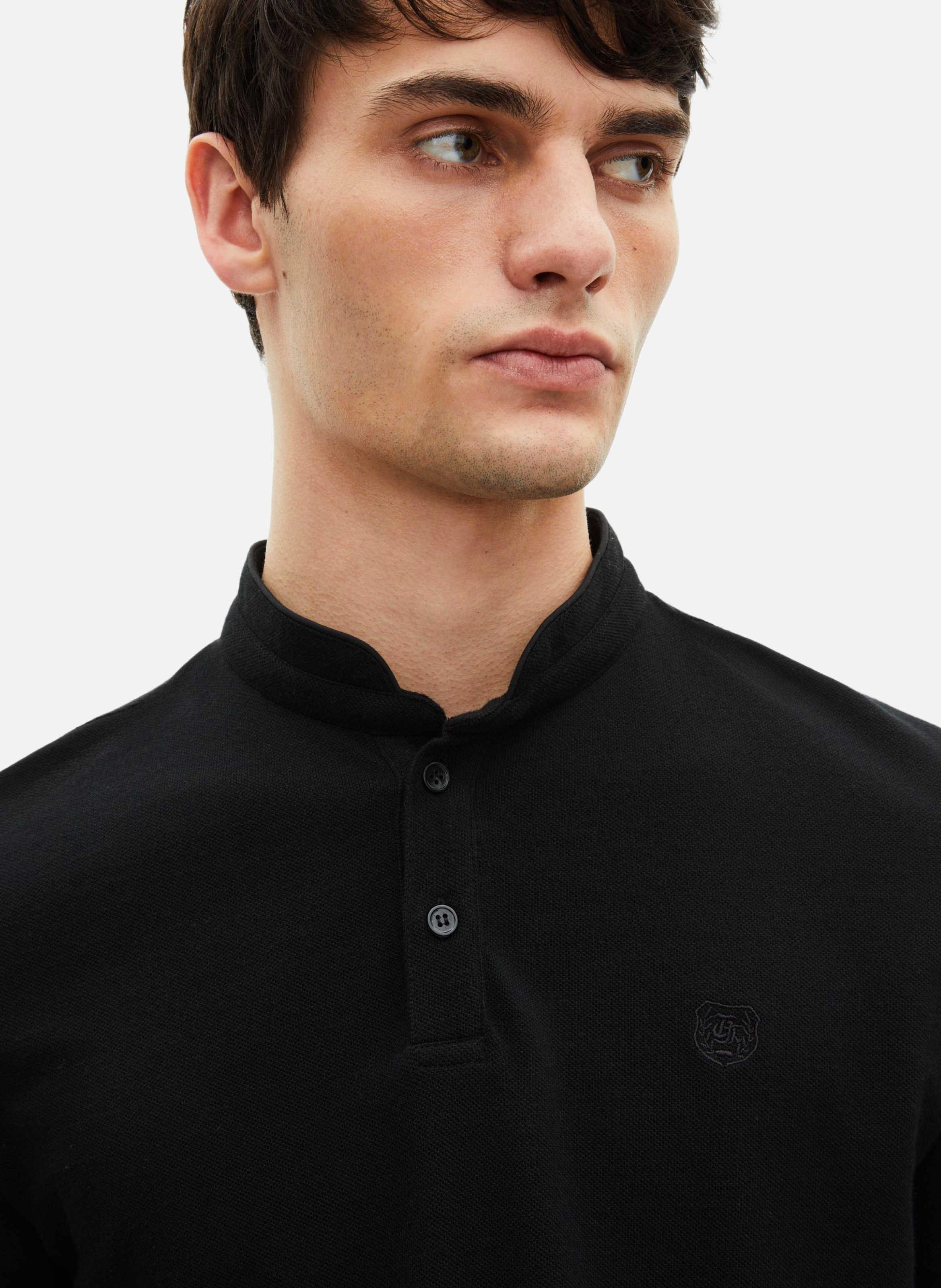 Officer-collar cotton polo shirt THE KOOPLES Black