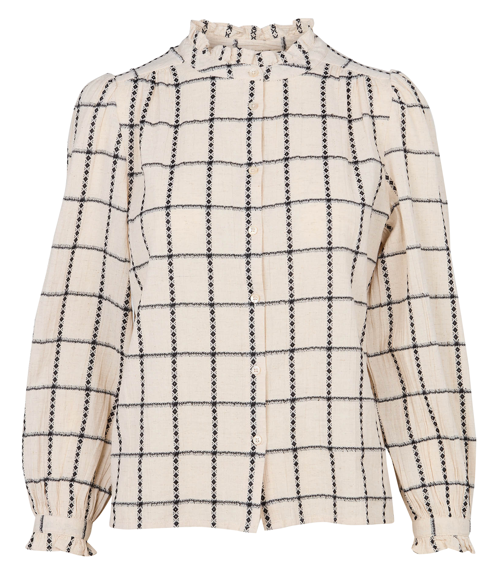 Chemise droite col officier en coton et lin mélangé LA PETITE ETOILE Blanc