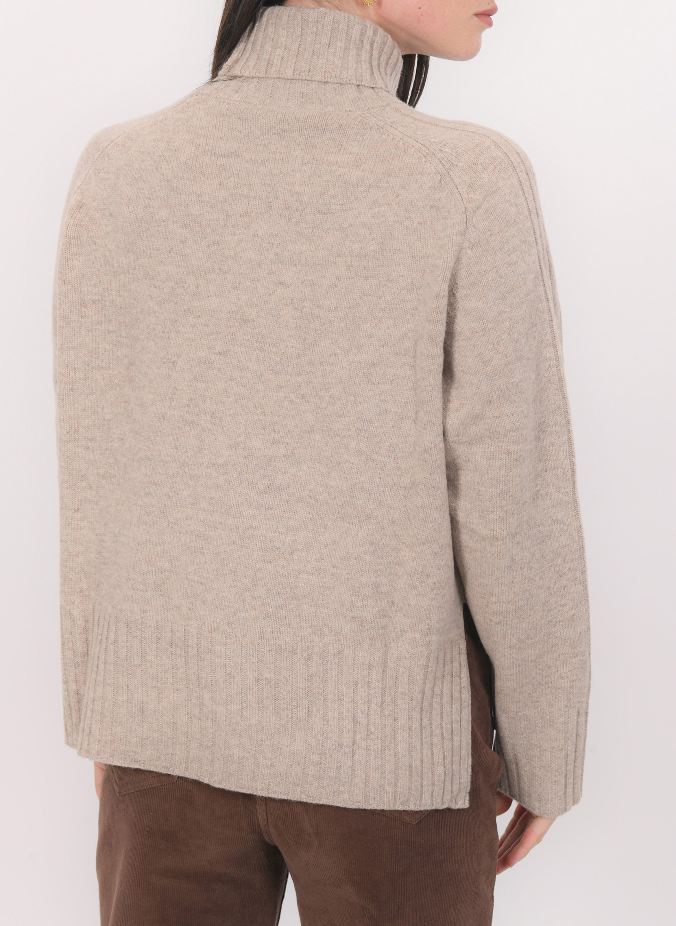 Pull oversize col roulé en laine et cachemire KOOKAI Marron