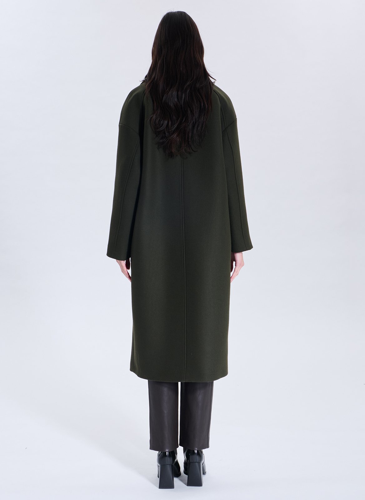 Langer Blazer-Mantel aus Wollmischung ZAPA Khaki