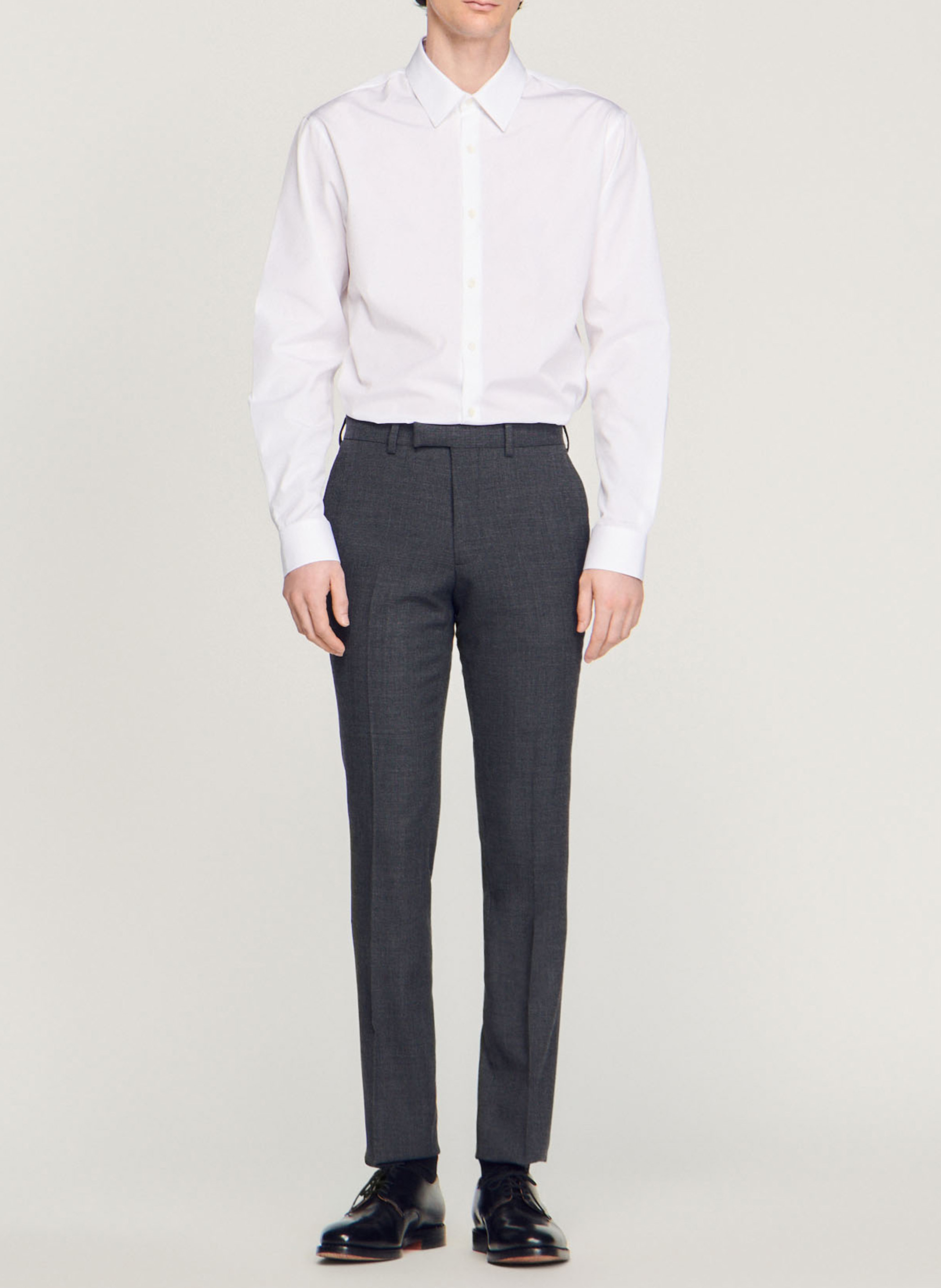 Pantalon de costume en laine SANDRO Gris